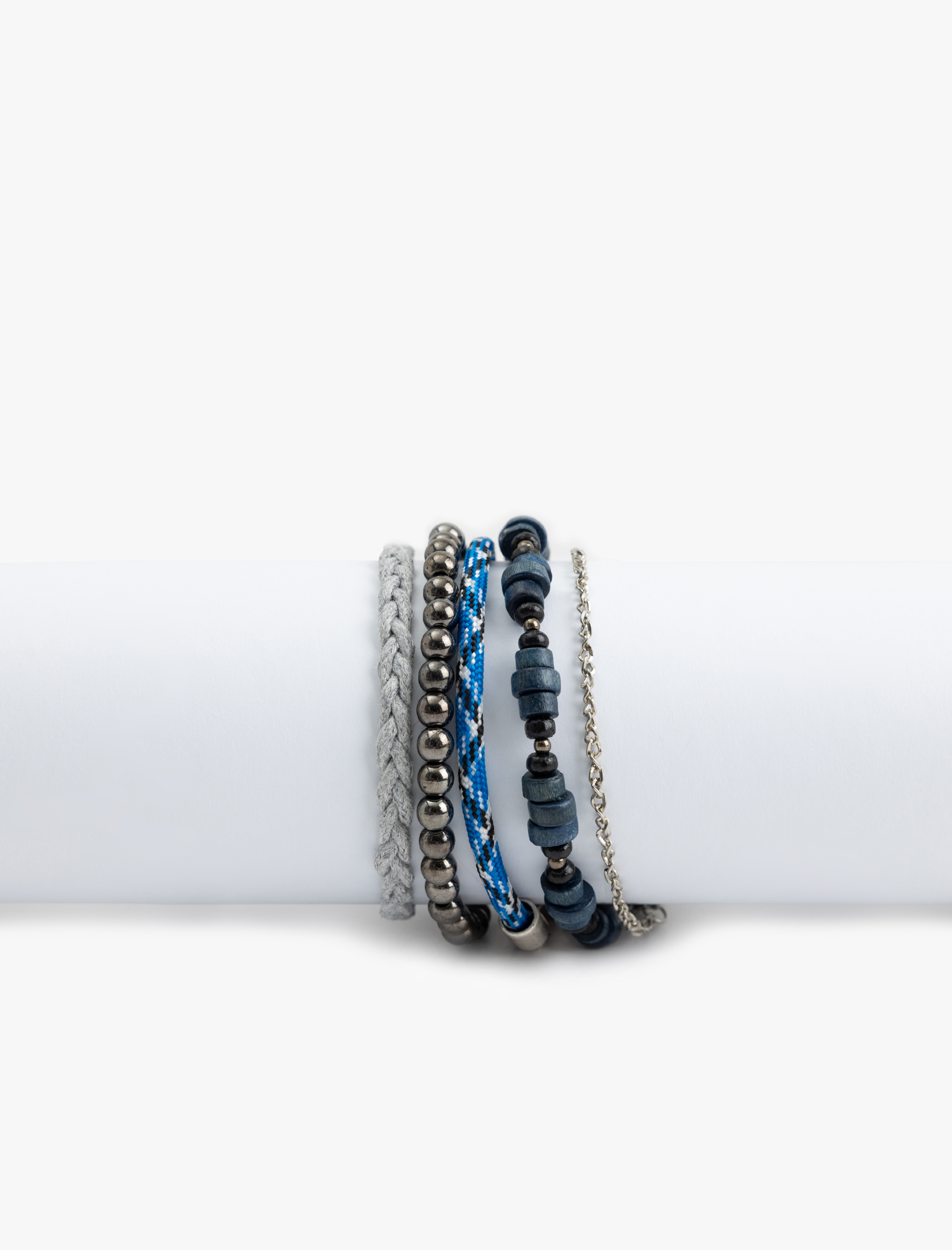  Erkek Boncuklu Örgü 5'li Bileklik Seti