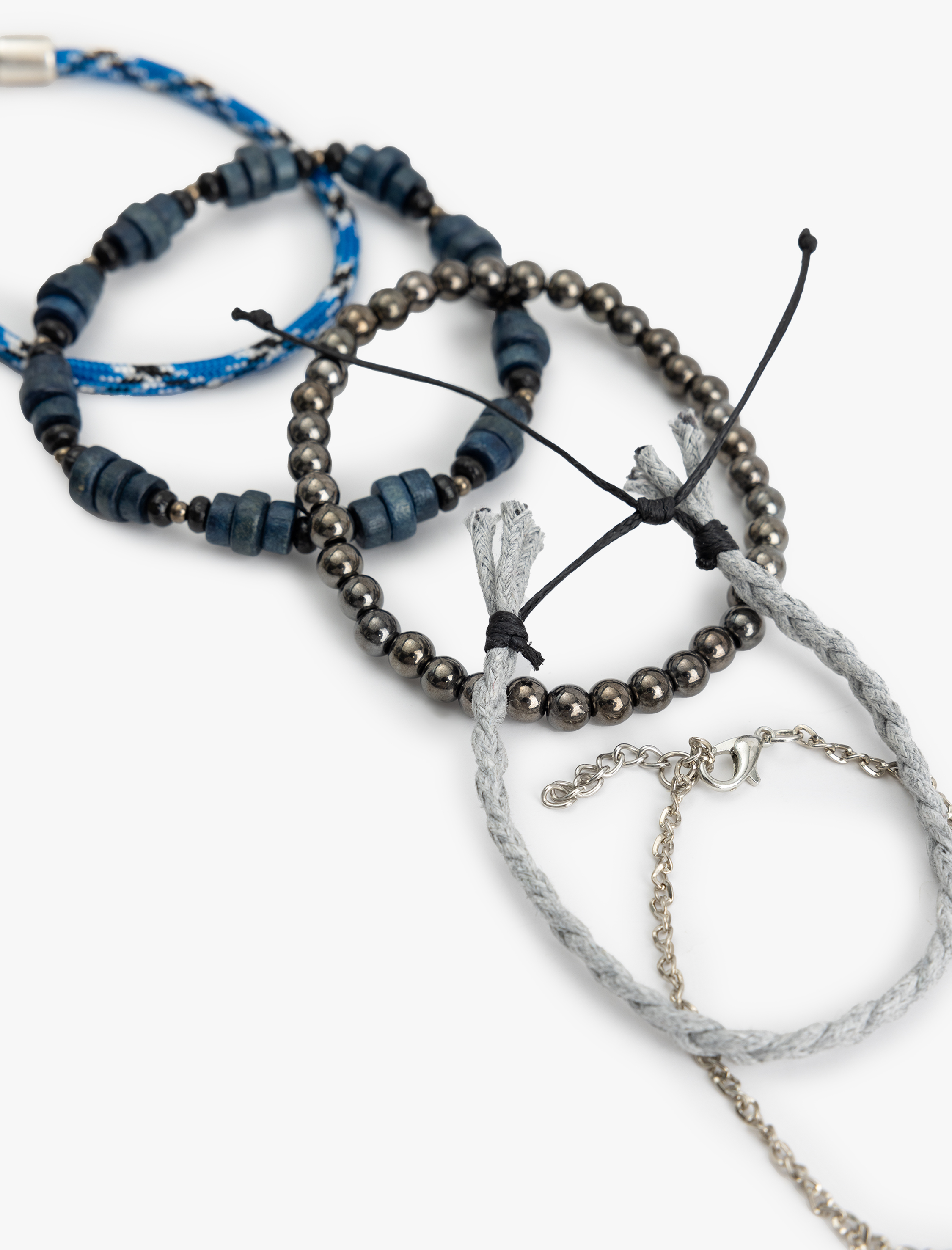  Erkek Boncuklu Örgü 5'li Bileklik Seti