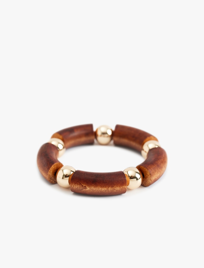 Kadın Doğal Dokulu Ahşap Boncuklu Bileklik - Koton X Sima Tarkan