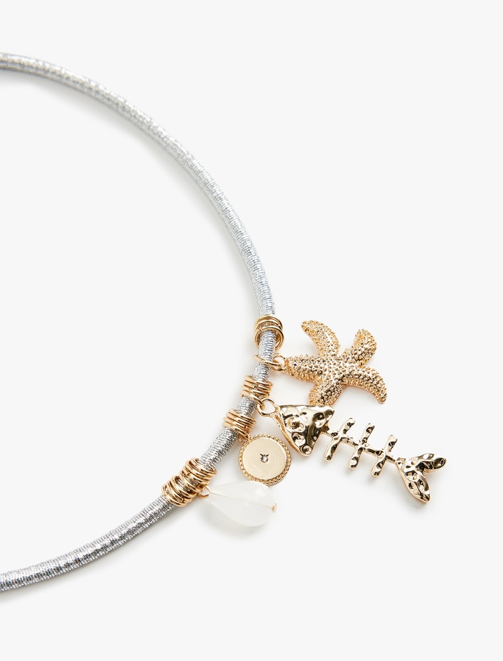 Kadın Çelik Karışımlı Charm Detaylı Kolye