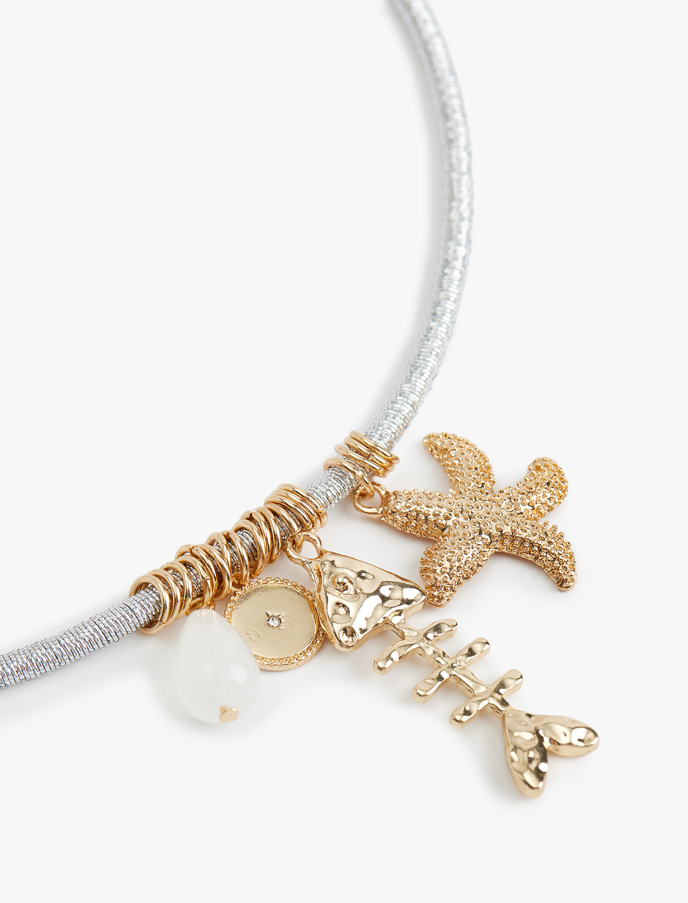  Kadın Çelik Karışımlı Charm Detaylı Kolye