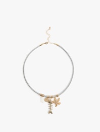 Çelik Karışımlı Charm Detaylı Kolye