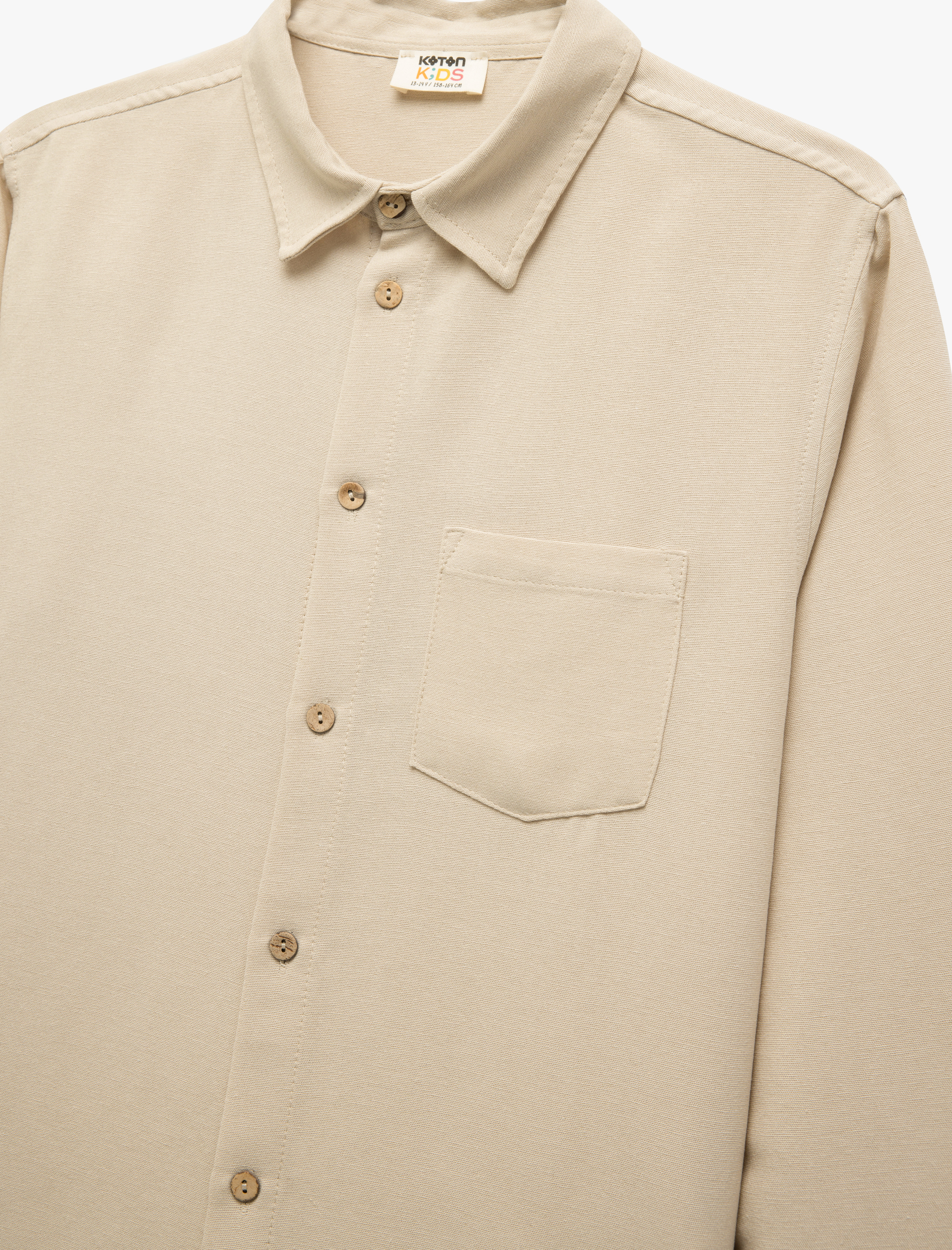 Erkek Çocuk Keten Karışımlı Uzun Kollu Düğmeli Basic Gömlek