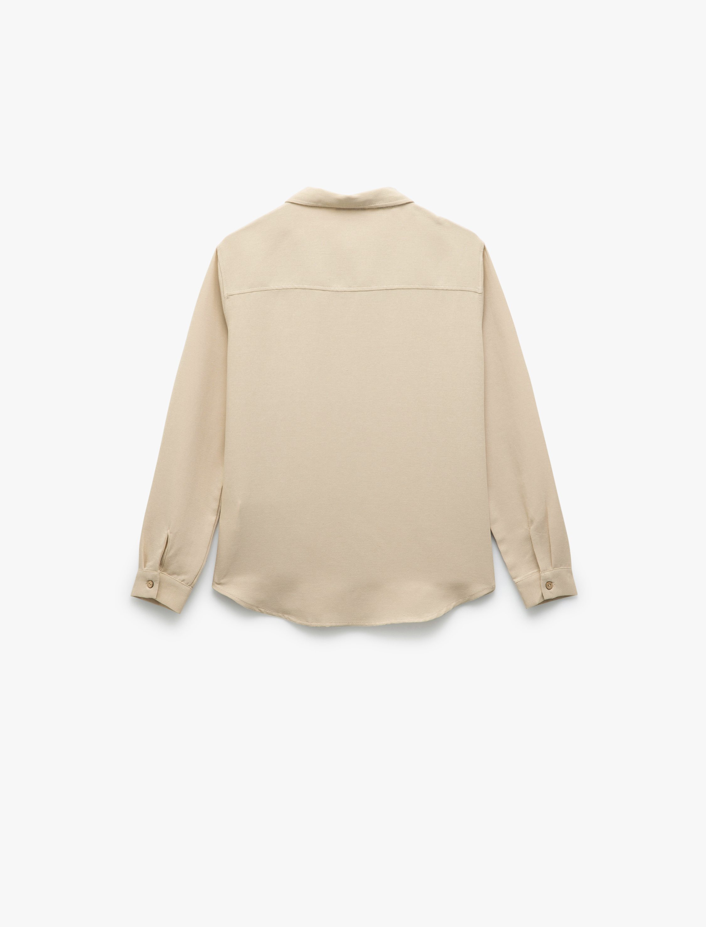 Erkek Çocuk Keten Karışımlı Uzun Kollu Düğmeli Basic Gömlek