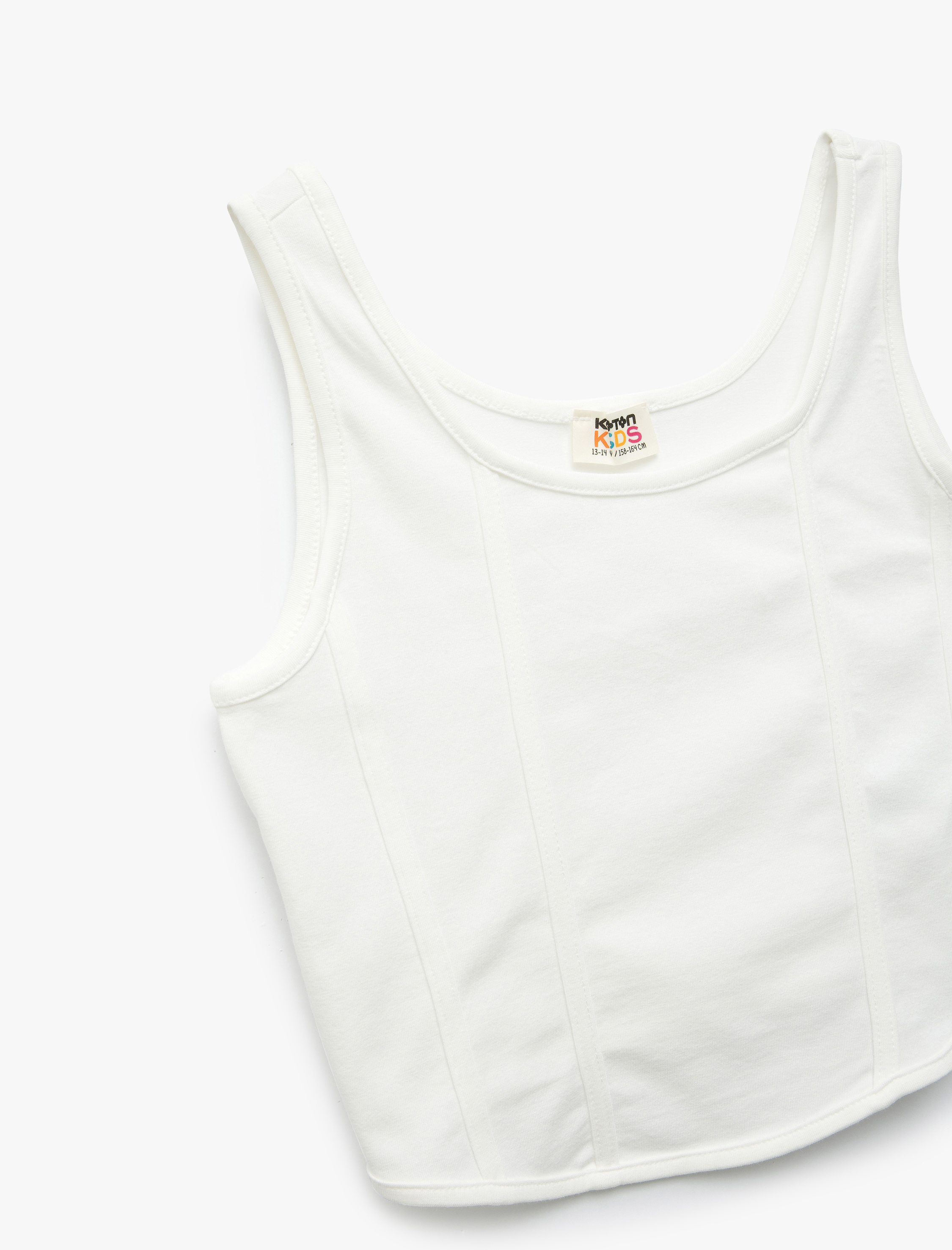  Kız Çocuk Pamuklu Slim Fit U Yaka Kalın Askılı Basic Crop Atlet