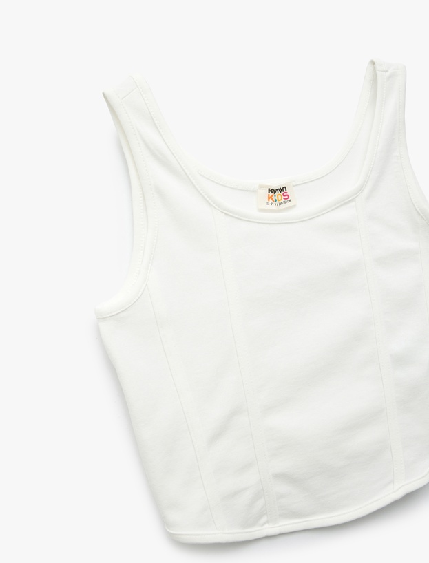 Pamuklu Slim Fit U Yaka Kalın Askılı Basic Crop Atlet_2