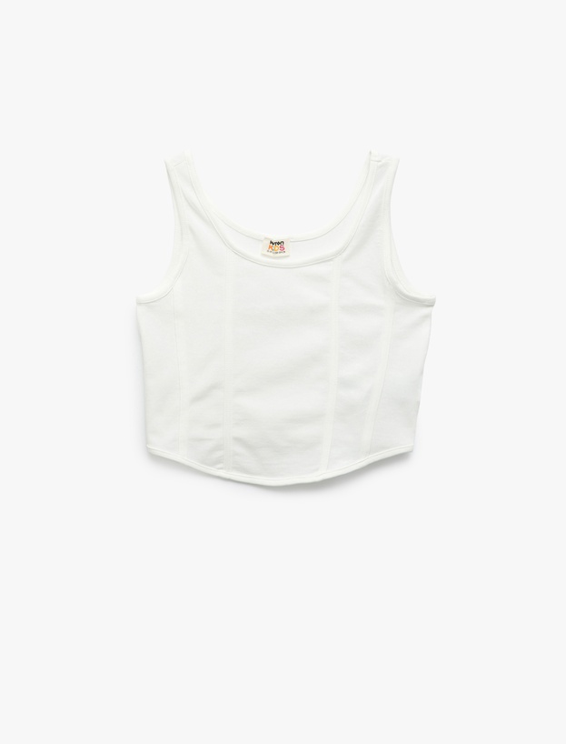 Pamuklu Slim Fit U Yaka Kalın Askılı Basic Crop Atlet_0