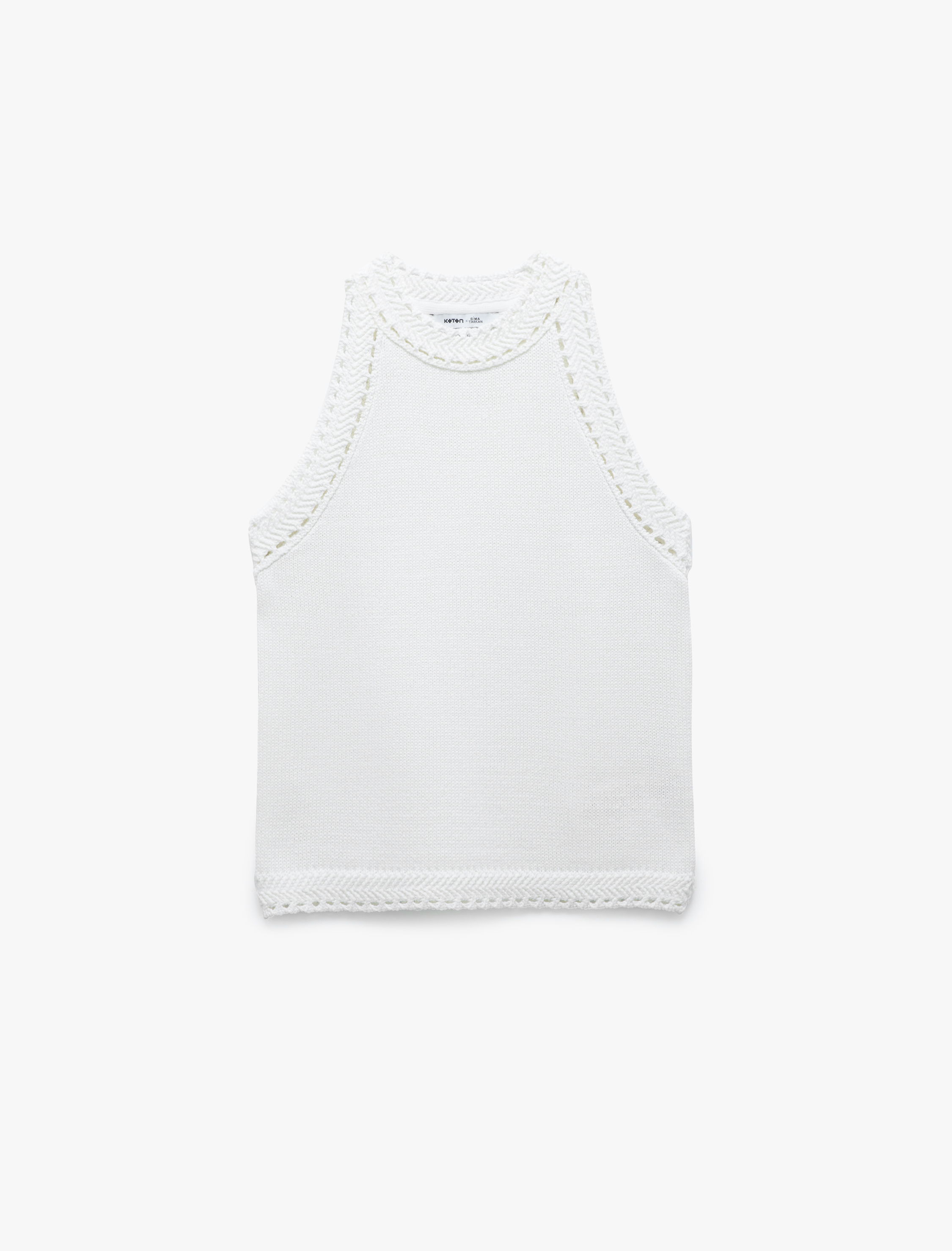   Koton X Sima Tarkan - Regular Fit Kolsuz Ajurlu Halter Yaka Kroşe Tişört