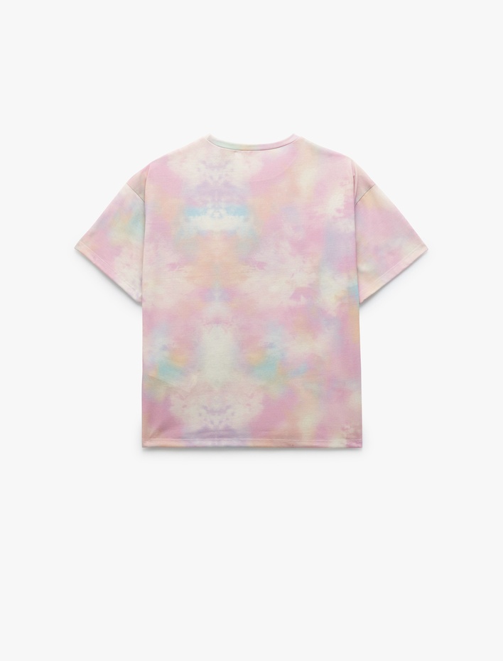 Kız Çocuk Lisanslı Stitch Baskılı Bisiklet Yaka Kısa Kollu Tişört