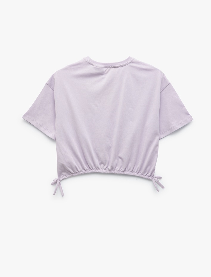 Kız Çocuk Lisanslı Lola Bunny Baskılı Büzgülü Kısa Kollu Crop Tişört