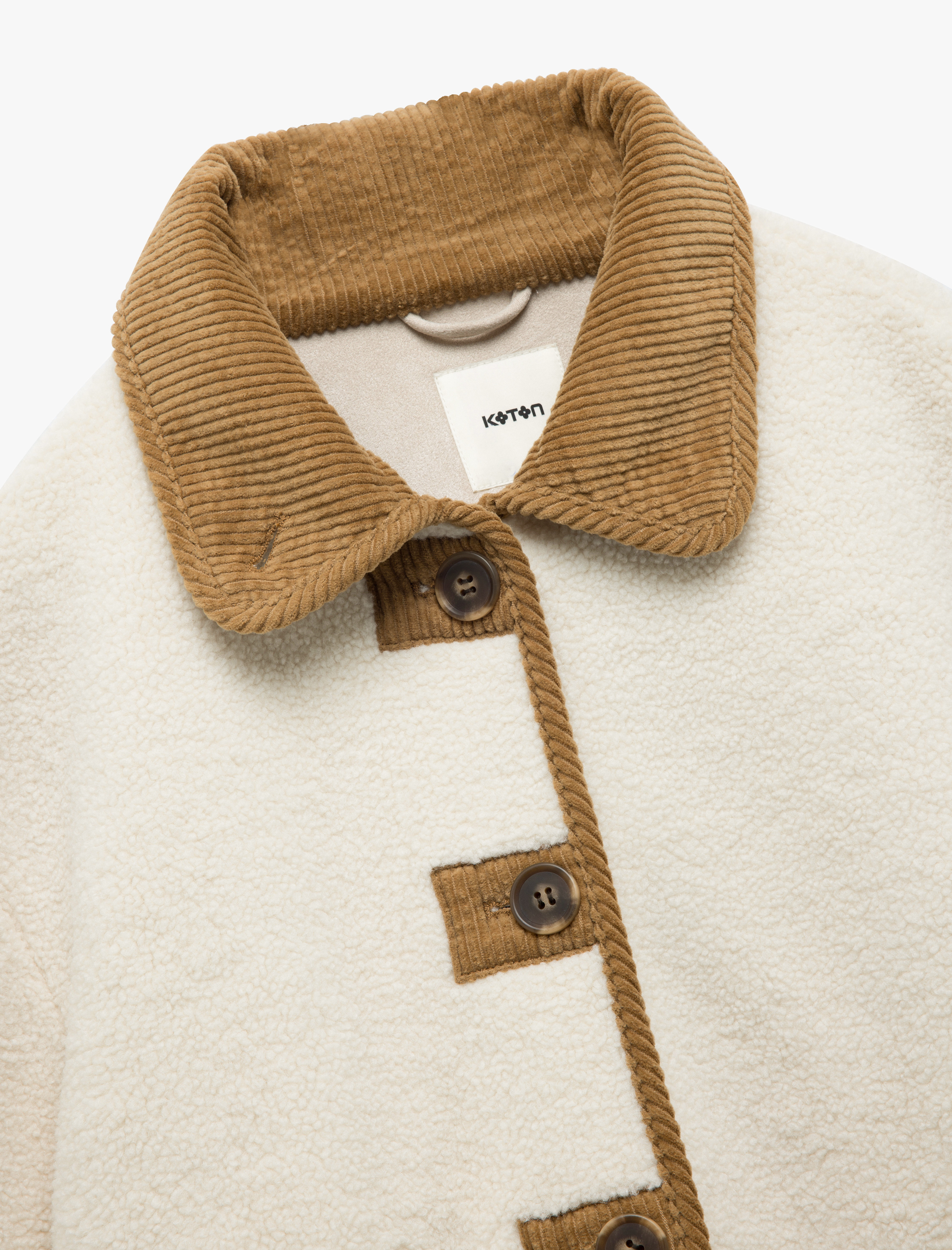 Uzun Kollu Düğmeli Cepli Kruvaze Klasik Yaka Peluş Ceket