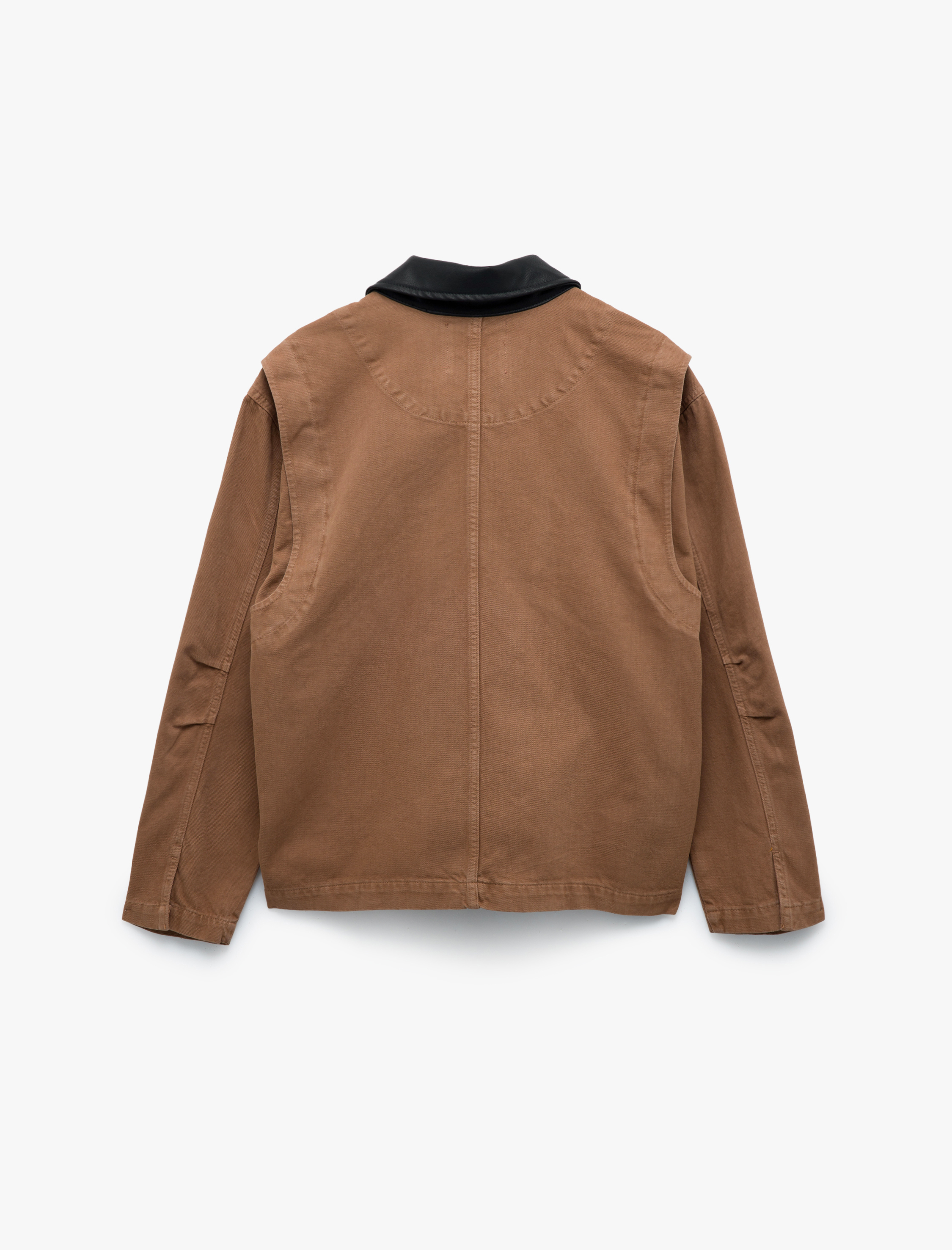   Suni Deri Yaka Detaylı Fermuarlı Cepli Denim Ceket