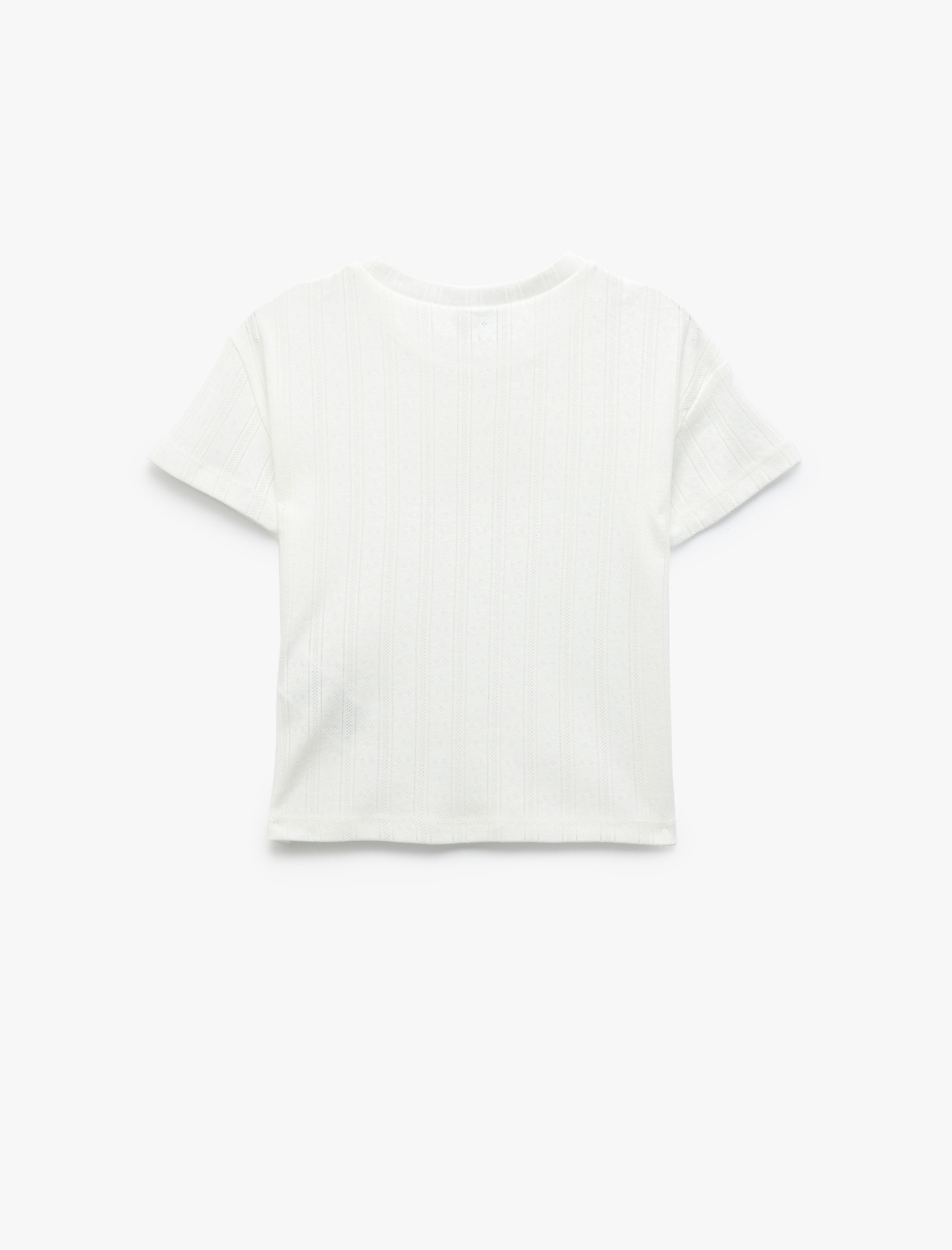  Kız Bebek Pamuklu Tavşan Baskılı Bisiklet Yaka Kısa Kollu Tişört