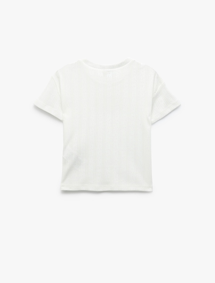 Kız Bebek Pamuklu Tavşan Baskılı Bisiklet Yaka Kısa Kollu Tişört