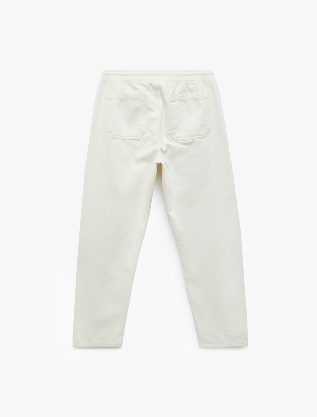 Beli Bağcıklı Cep Detaylı Pamuklu Bol Baggy Jean Pantolon_4