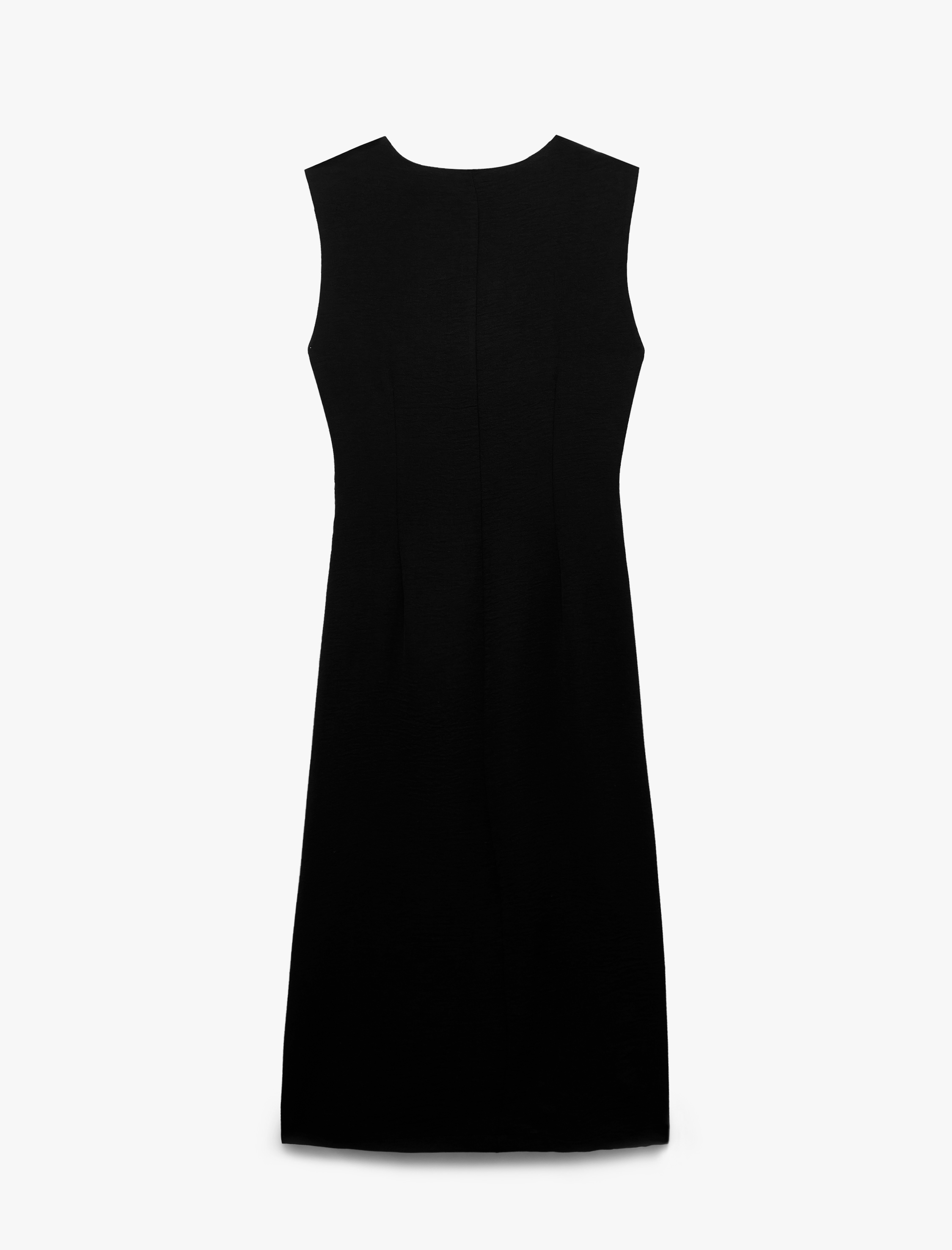   Astarlı Rahat Kalıp V Yaka Aerobin Kumaş Kolsuz Uzun Elbise