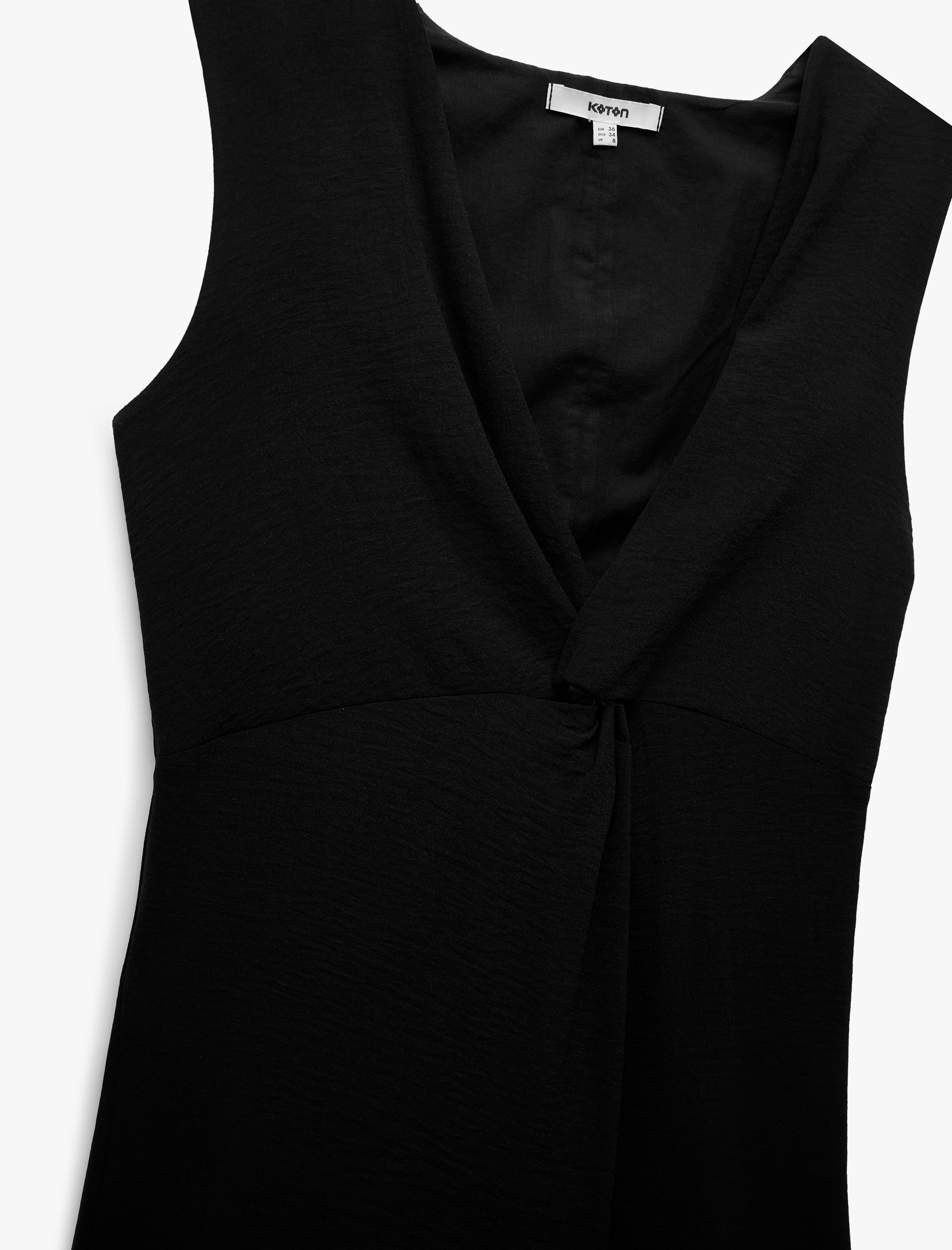   Astarlı Rahat Kalıp V Yaka Aerobin Kumaş Kolsuz Uzun Elbise