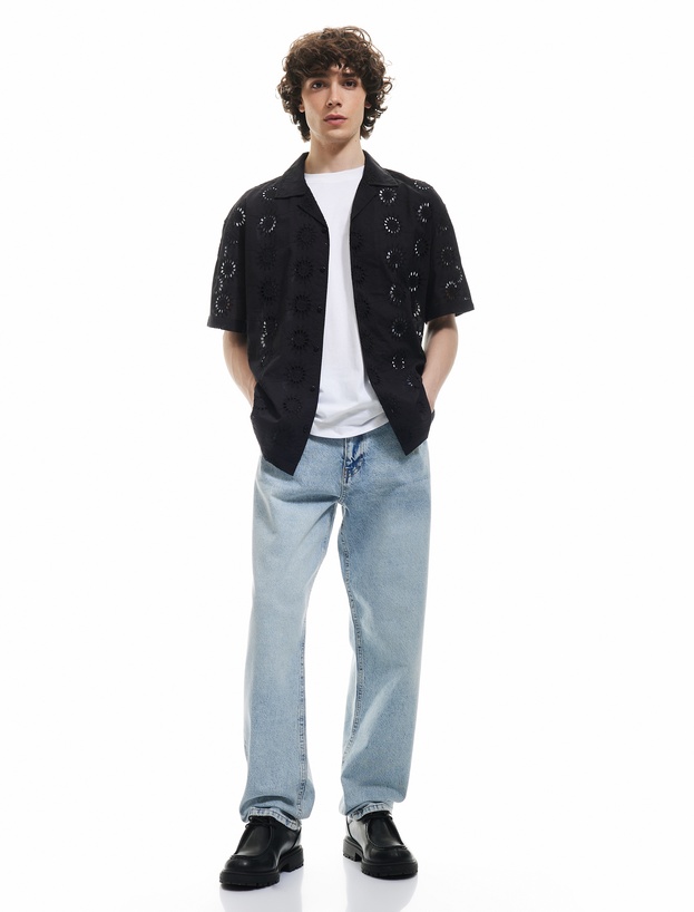 Normal Bel Cep Detaylı Pamuklu Vintage Straight Fit Jean Pantolon_1