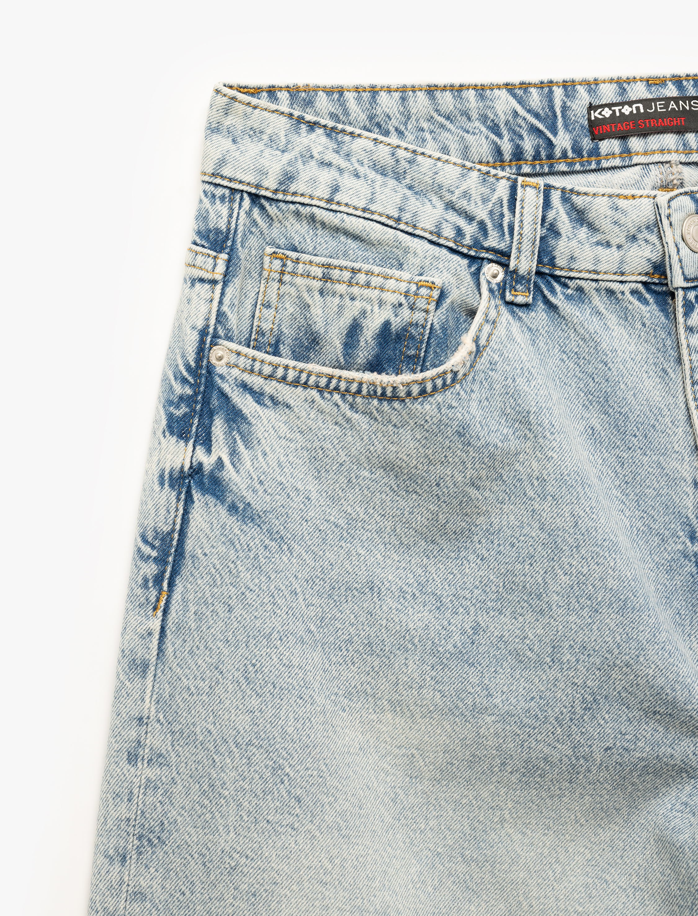   Normal Bel Cep Detaylı Pamuklu Vintage Straight Fit Jean Pantolon