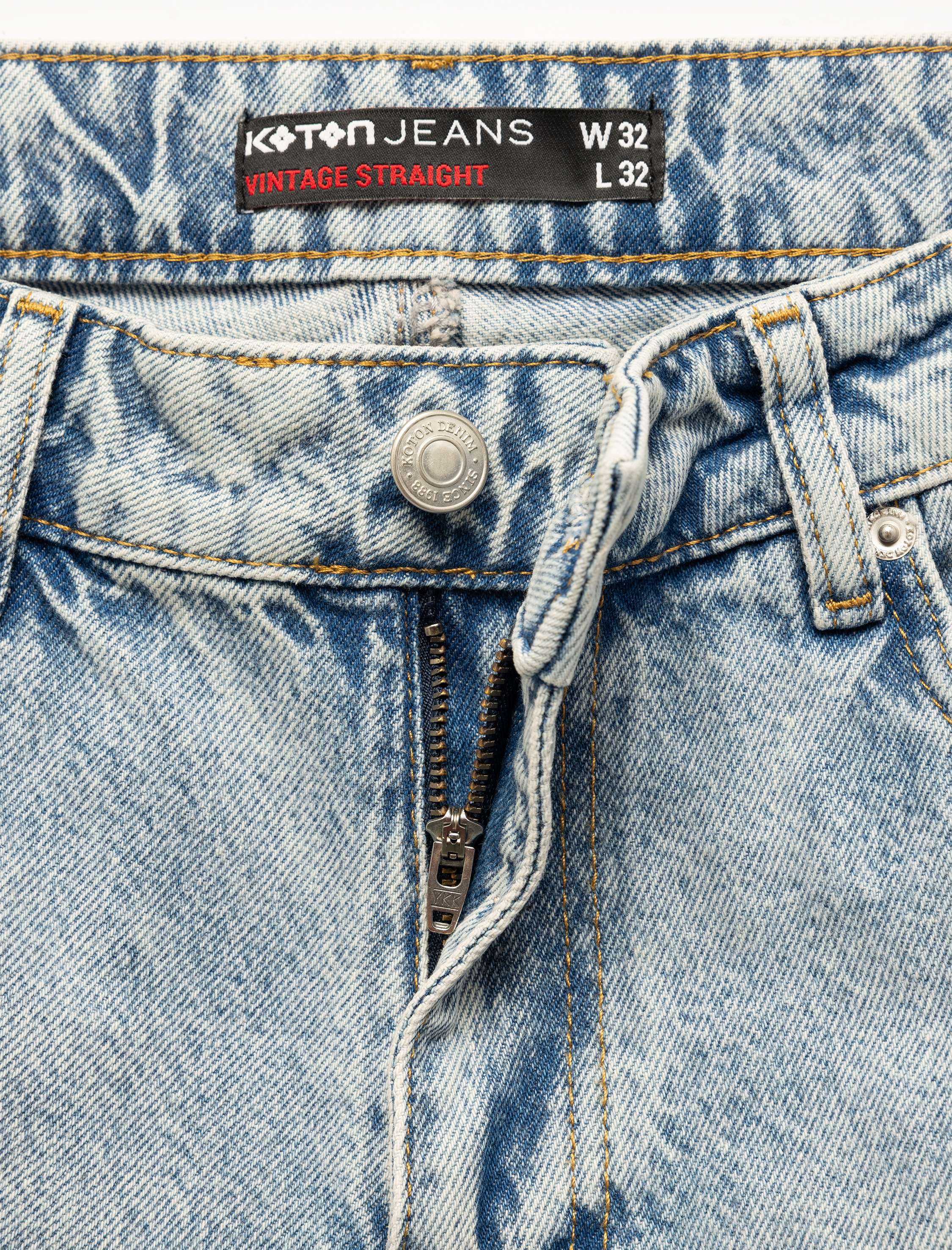   Normal Bel Cep Detaylı Pamuklu Vintage Straight Fit Jean Pantolon