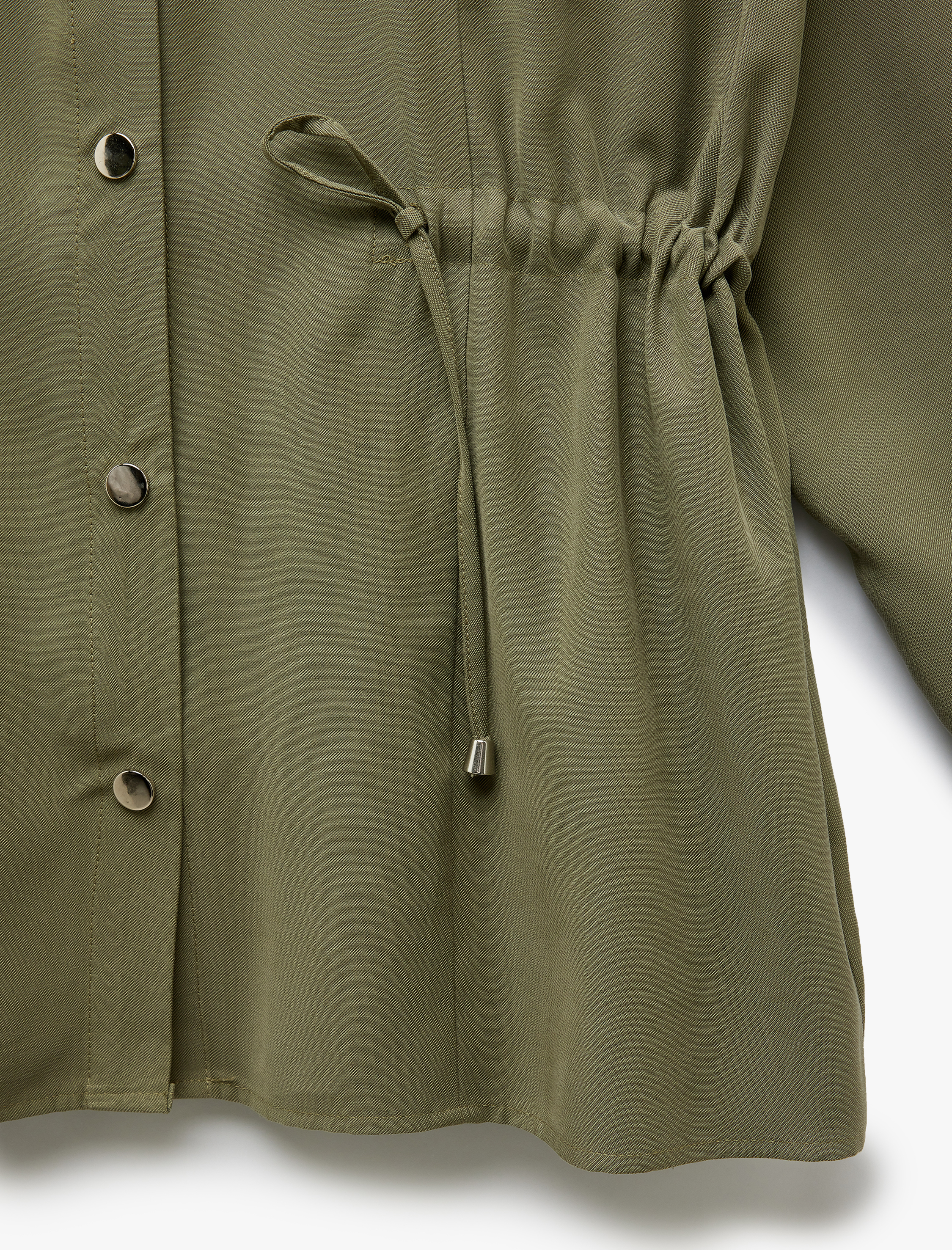   Rahat Kalıp Belden Bağlama Detaylı Cepli Uzun Viskon Ceket