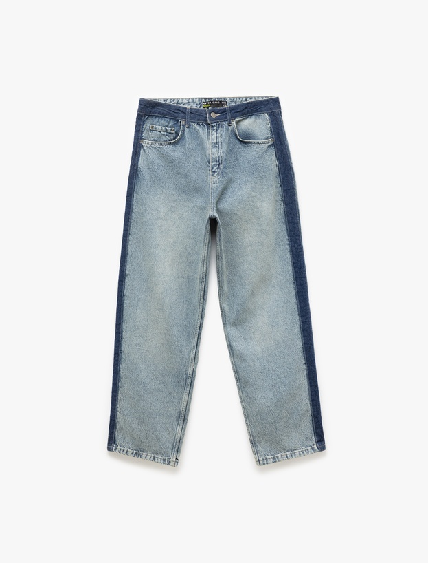 Normal Bel Pamuklu Cep Detaylı Bol Baggy Jean Pantolon_3