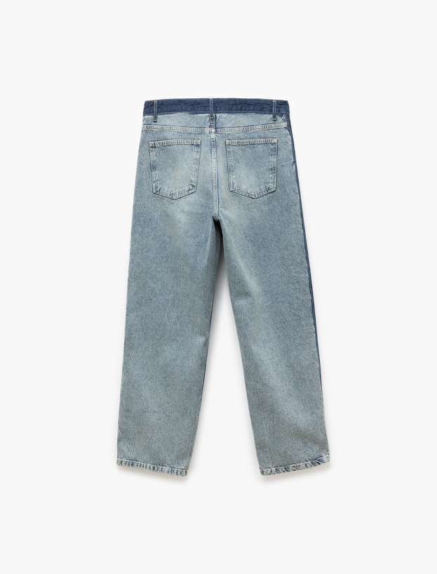 Normal Bel Pamuklu Cep Detaylı Bol Baggy Jean Pantolon_4