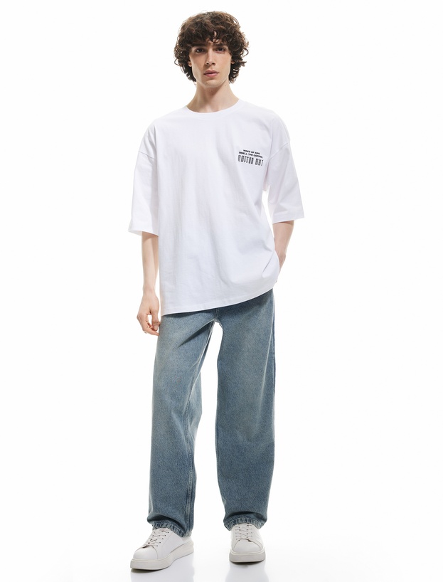Normal Bel Pamuklu Cep Detaylı Bol Baggy Jean Pantolon_1