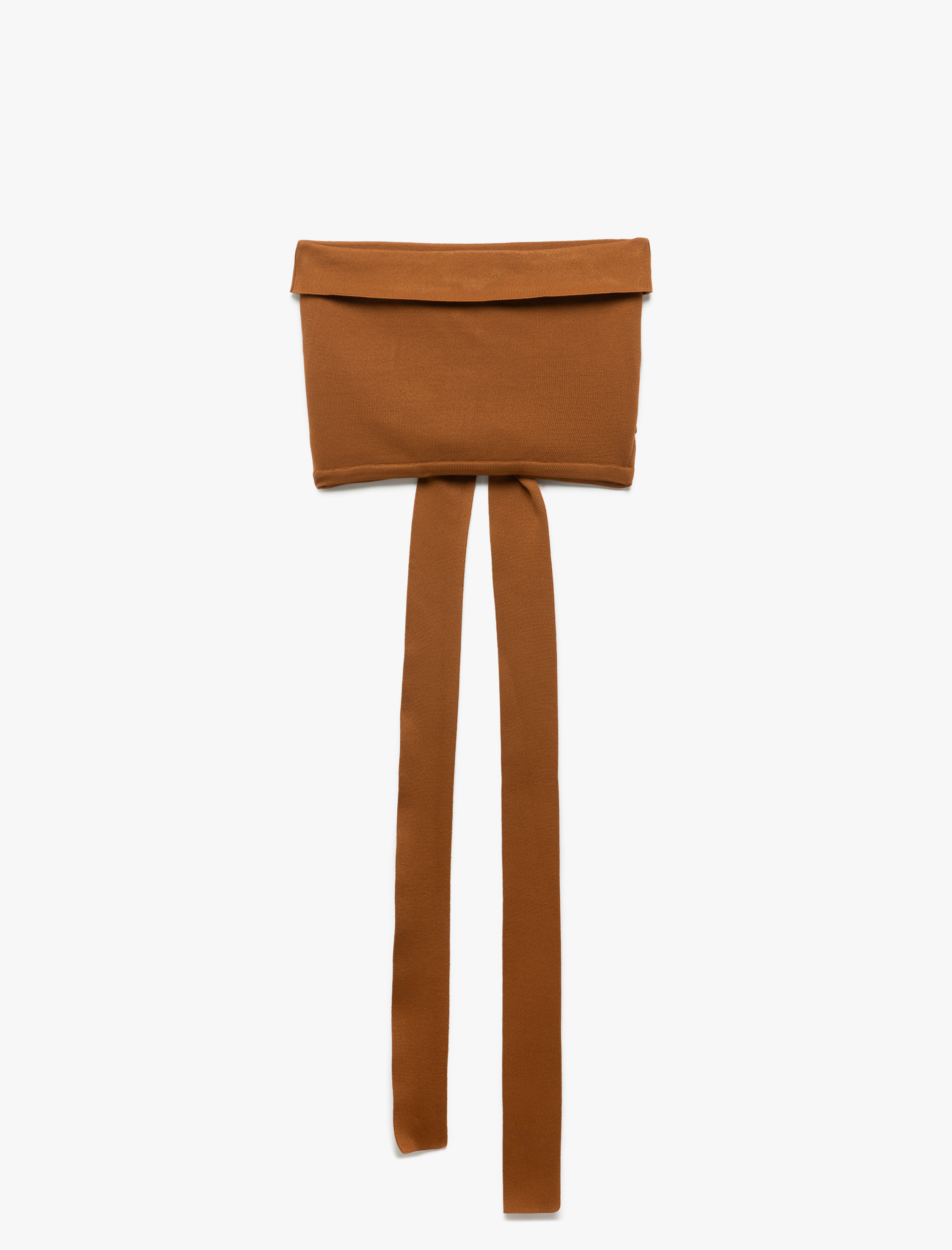   Bağlama Detaylı Straplez Triko Üst