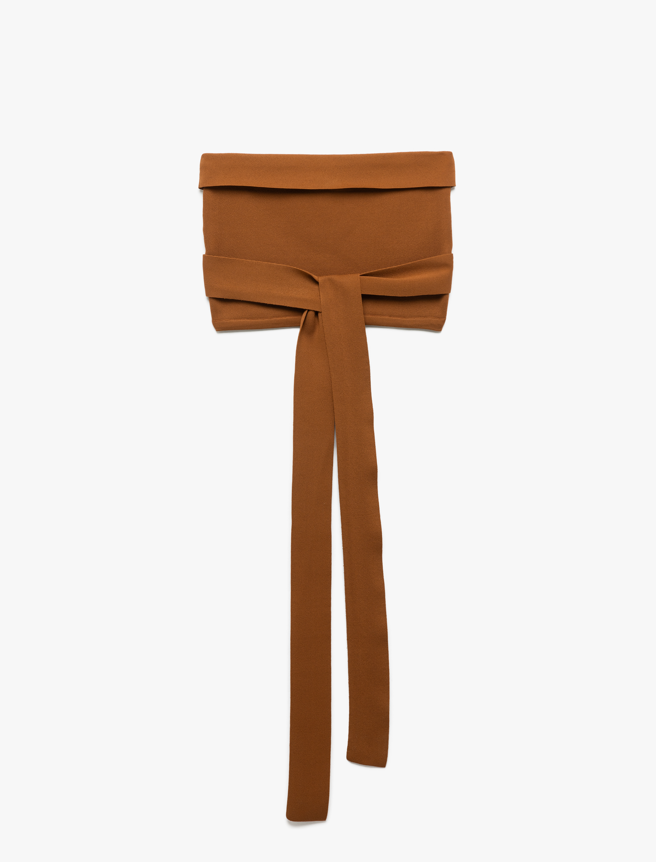   Bağlama Detaylı Straplez Triko Üst