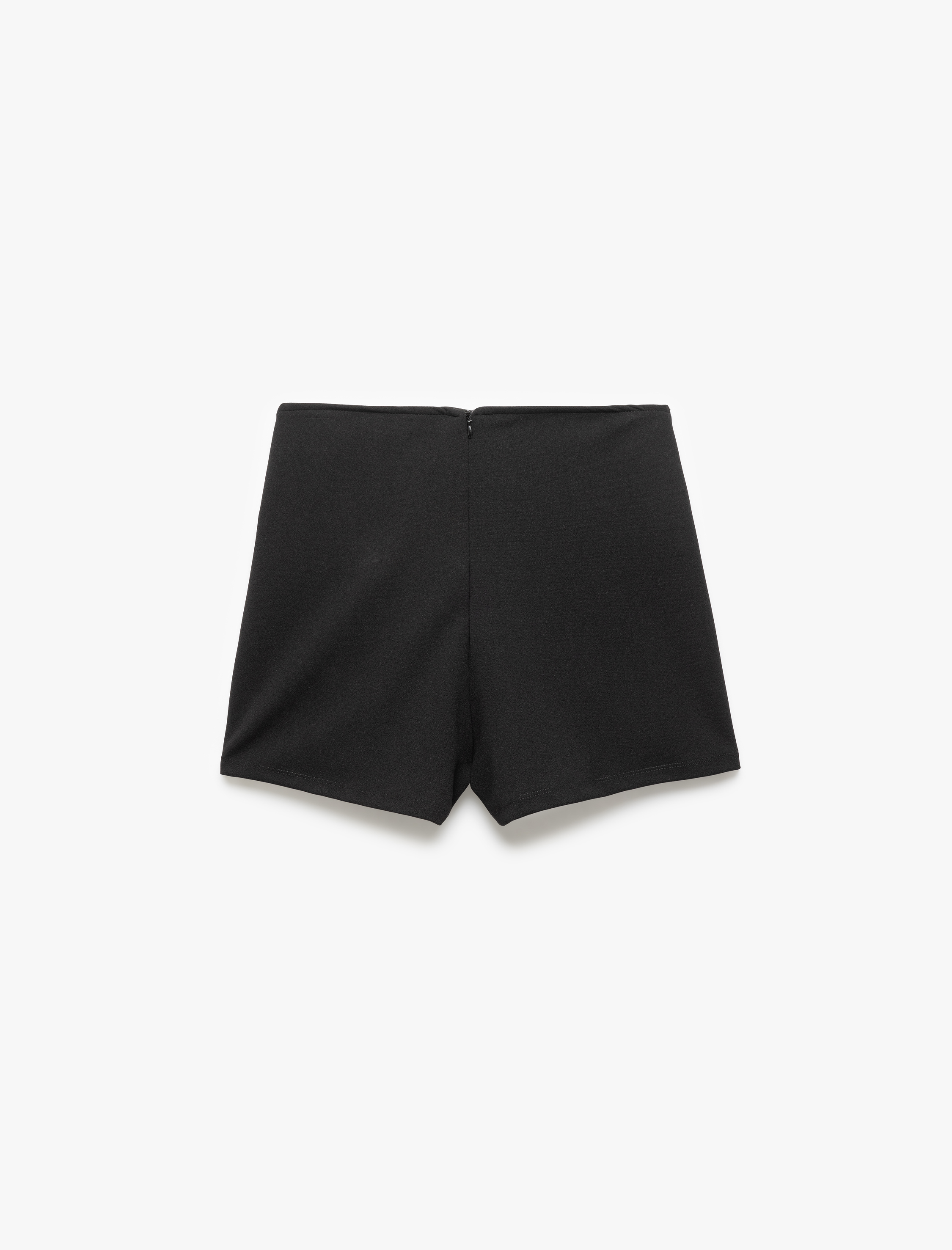   Fermuarlı Krep Scuba Kumaş Yırtmaç Detaylı Mini Şort Etek