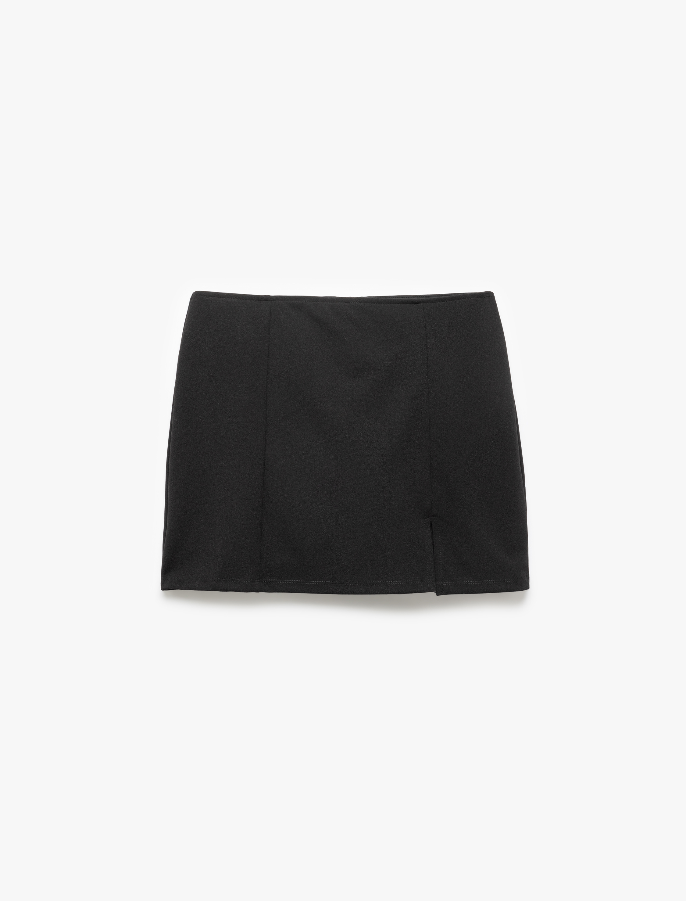   Fermuarlı Krep Scuba Kumaş Yırtmaç Detaylı Mini Şort Etek