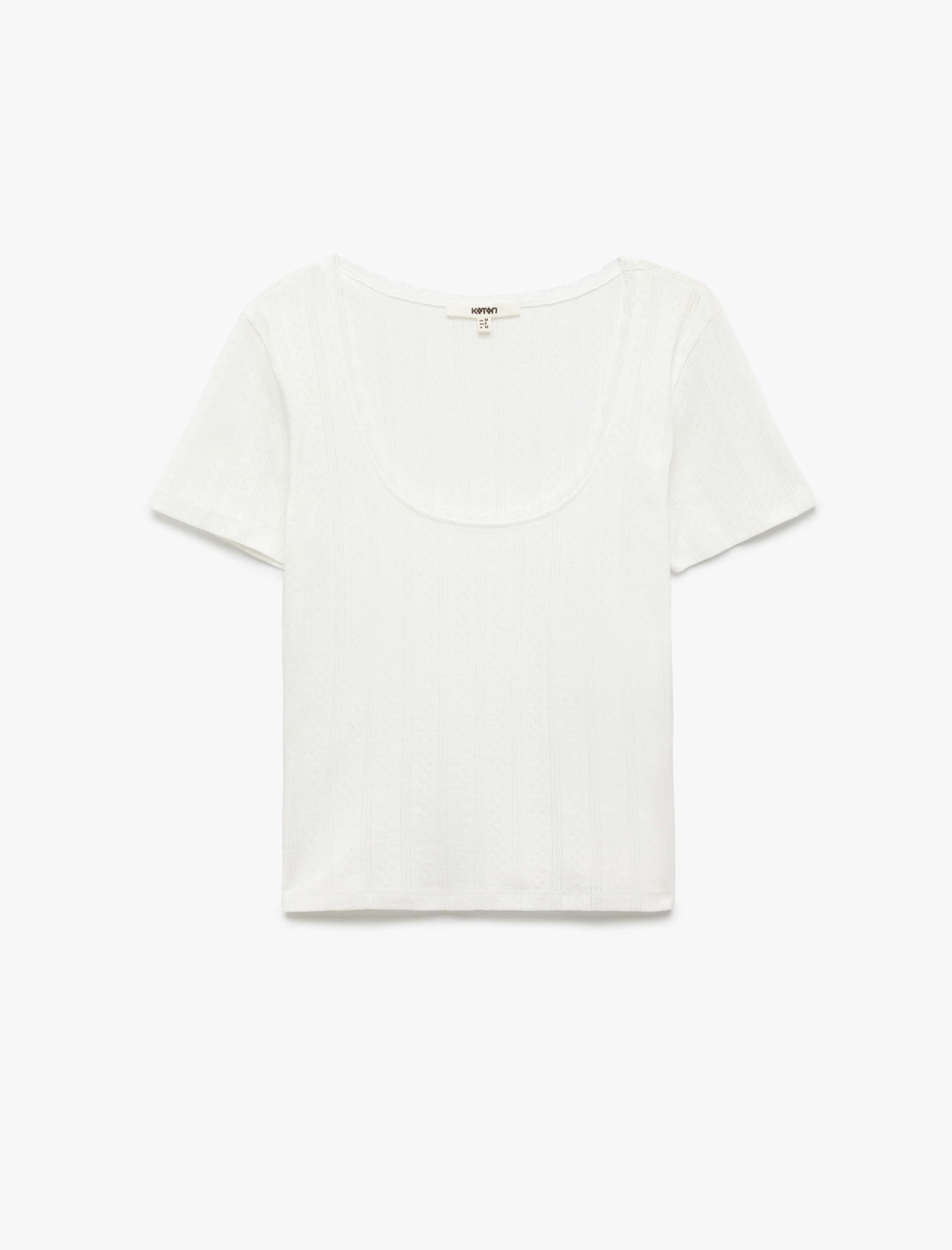   Slim Fit Pamuklu Derin U Yaka Kısa Kollu Tişört