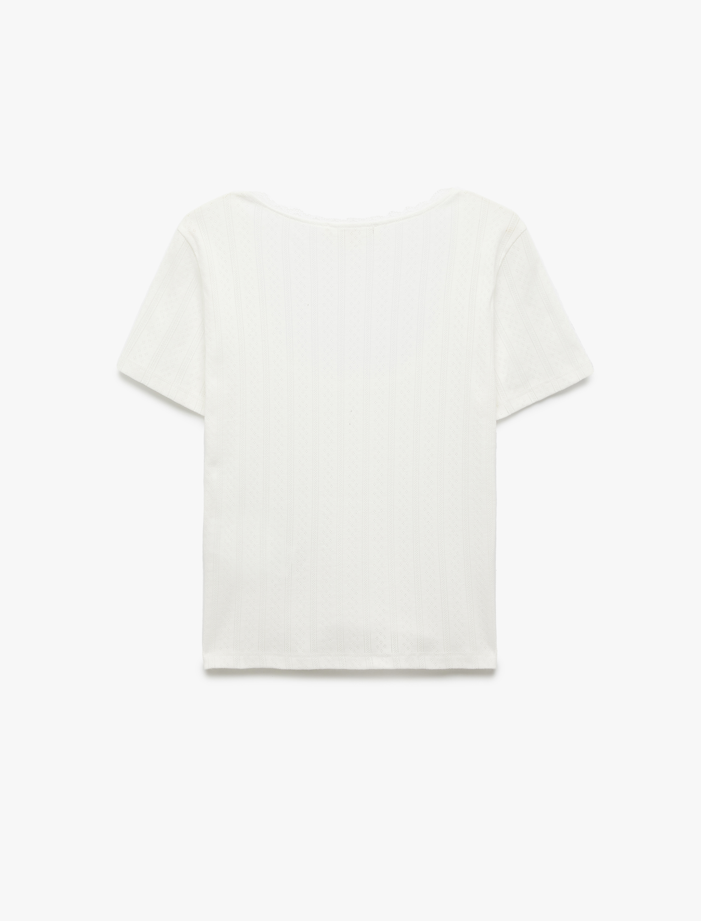   Slim Fit Pamuklu Derin U Yaka Kısa Kollu Tişört