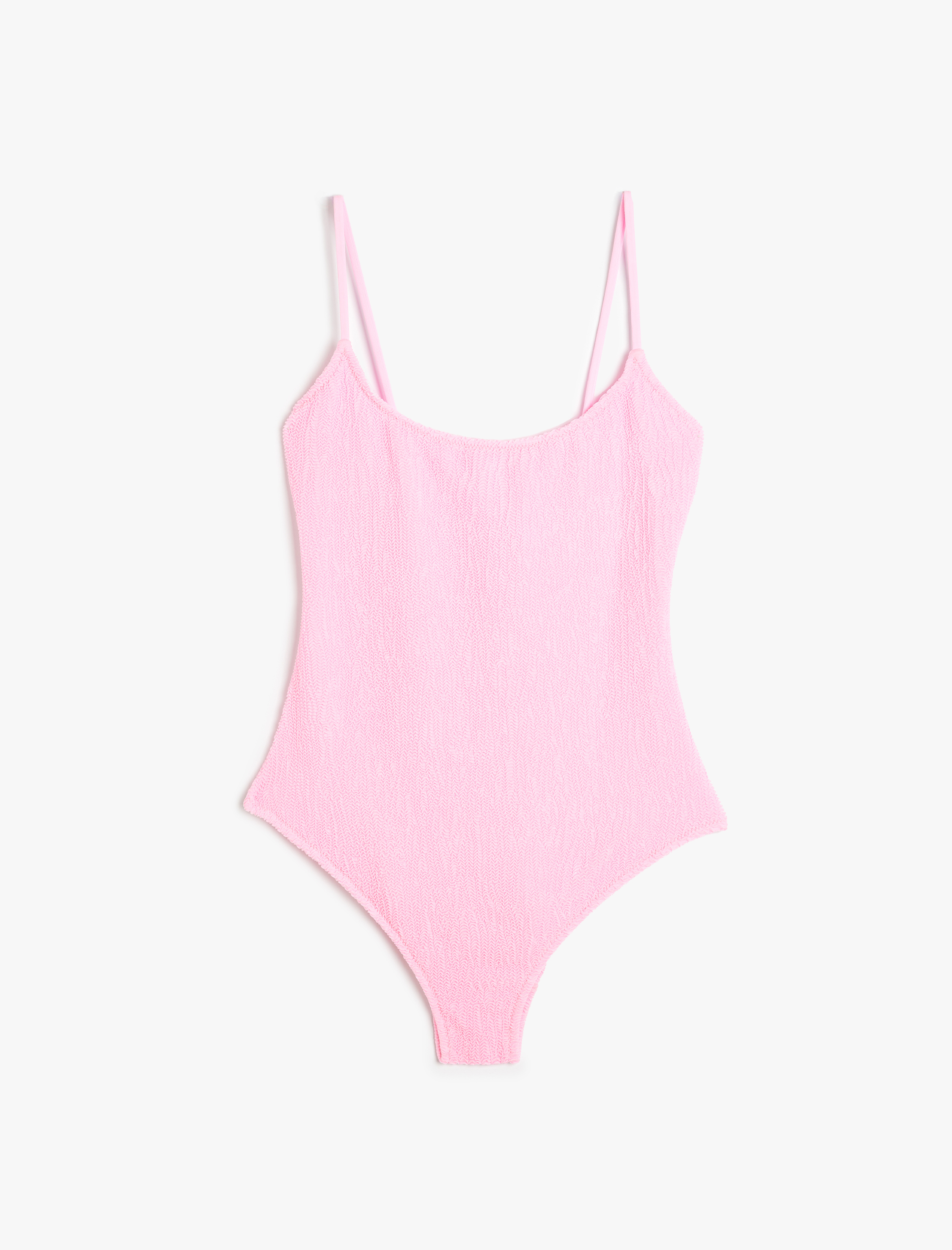   Koton X Sibil Çetinkaya - Dokulu Mayo Slim Fit U Yaka İnce Askılı