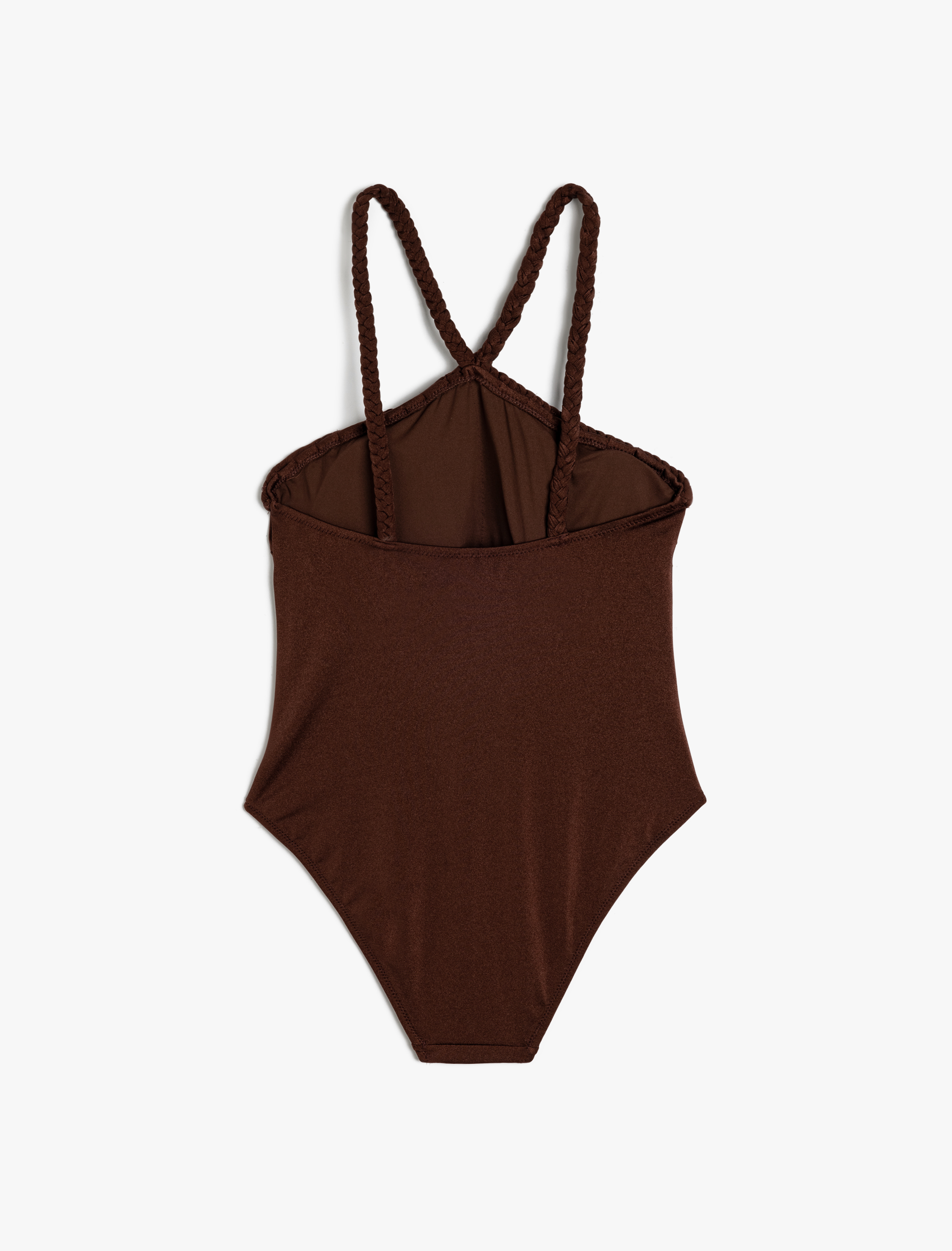   Parlak Halter Yaka Mayo Büzgü Detaylı Çapraz Askılı