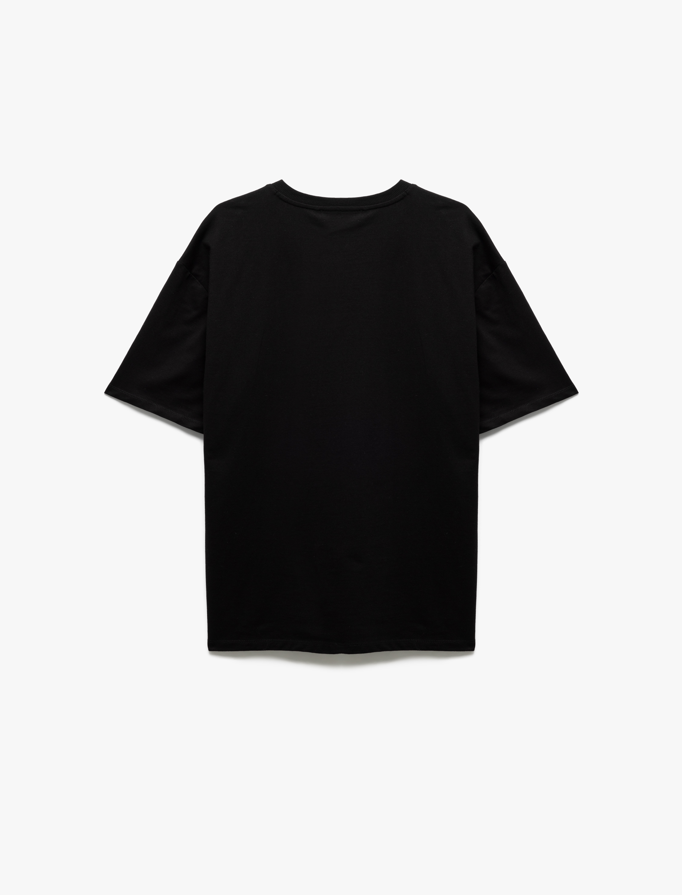   Basic Bisiklet Yaka Pamuklu Tok Kumaş Kısa Kollu Oversize Tişört