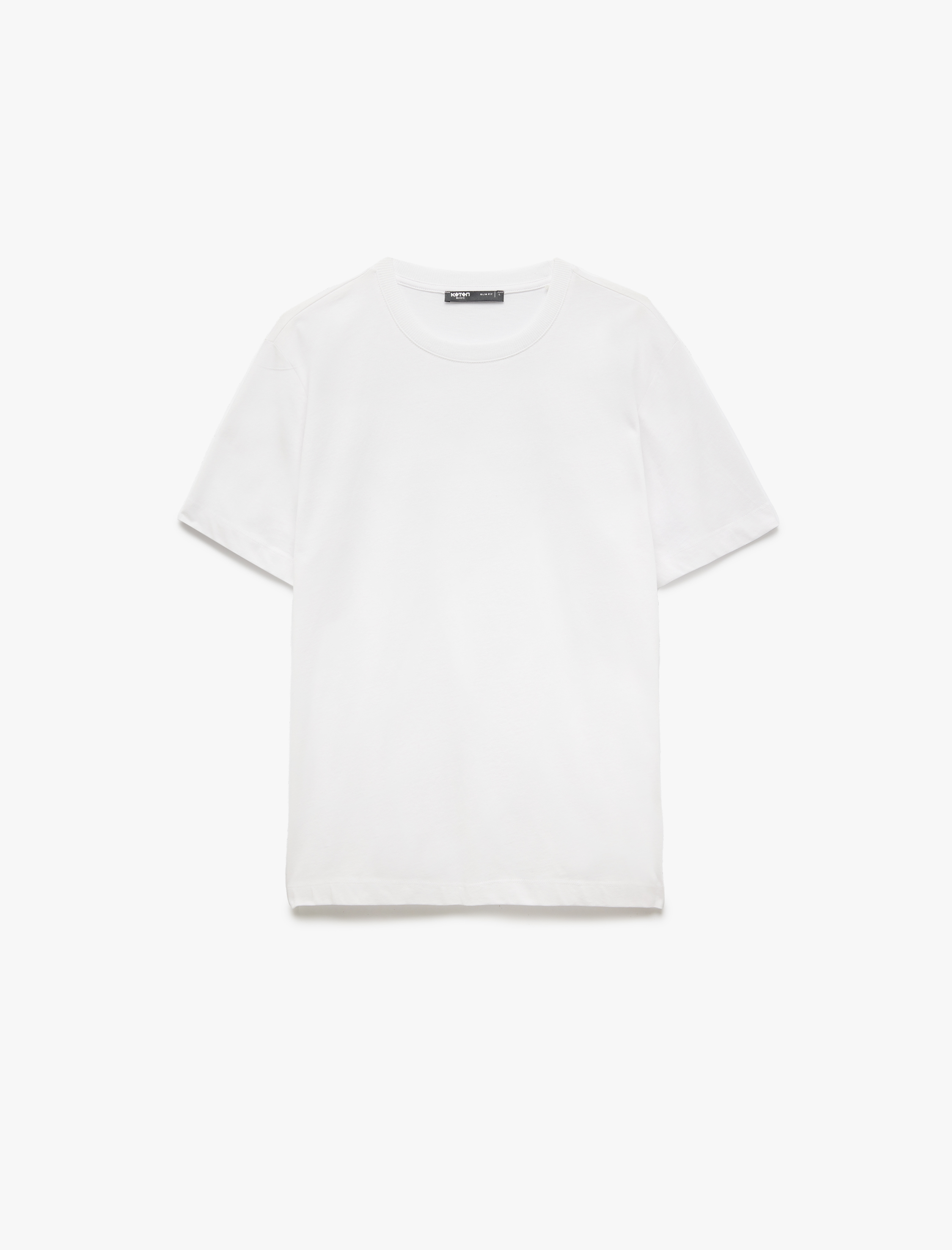   Pamuklu Kısa Kollu Bisiklet Yaka Basic Slim Fit Tişört