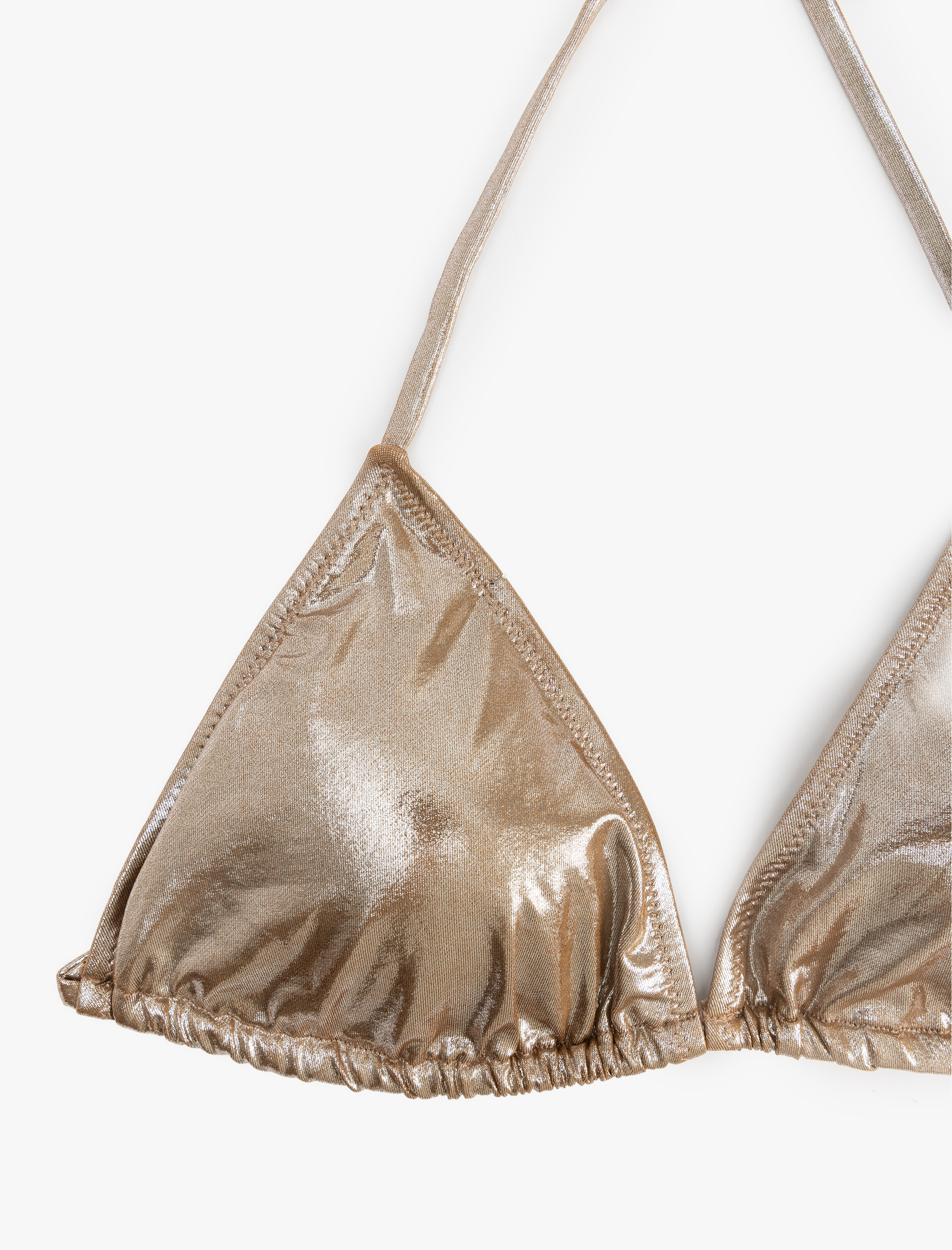 Parlak İpli Üçgen Bikini Üstü