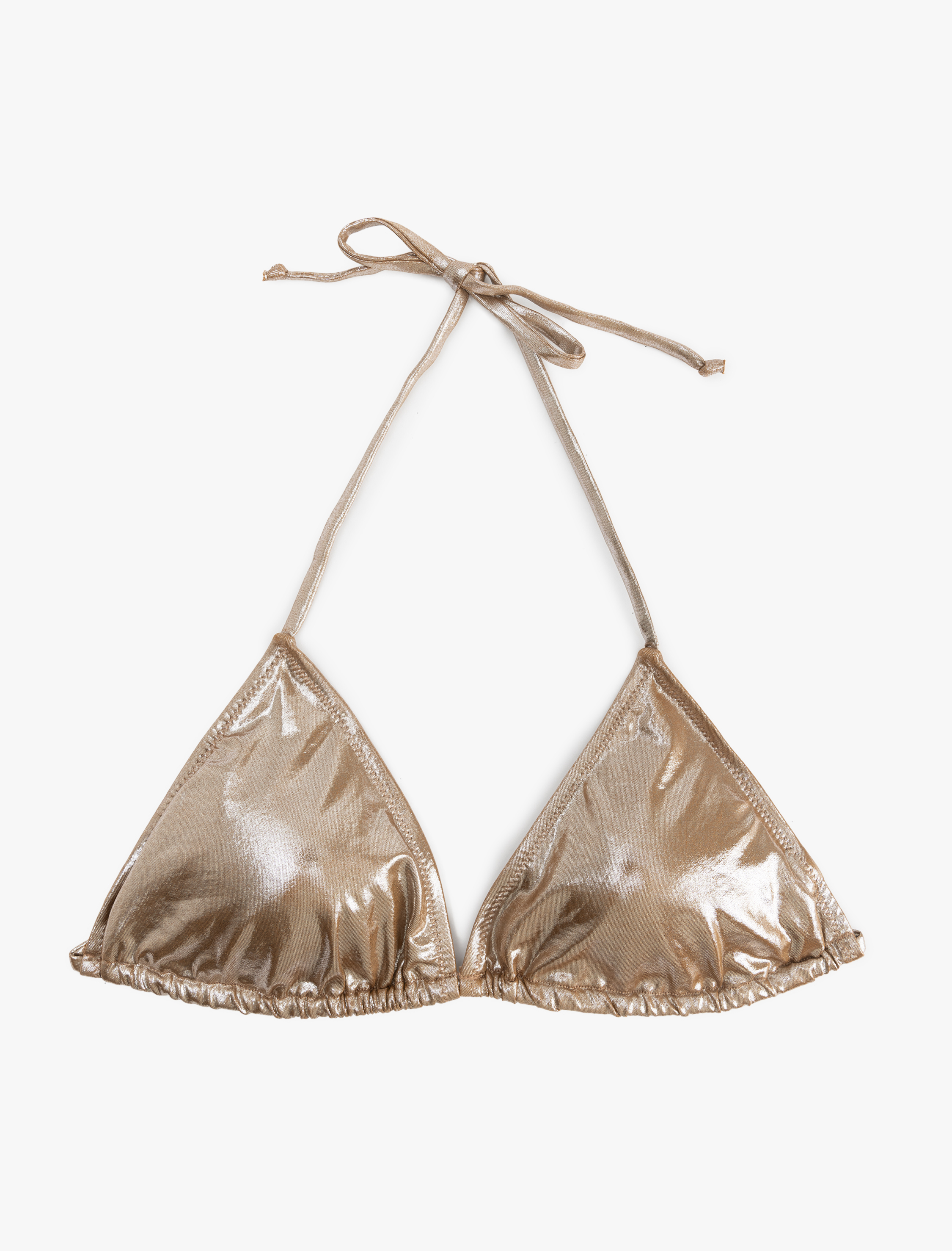 Parlak İpli Üçgen Bikini Üstü