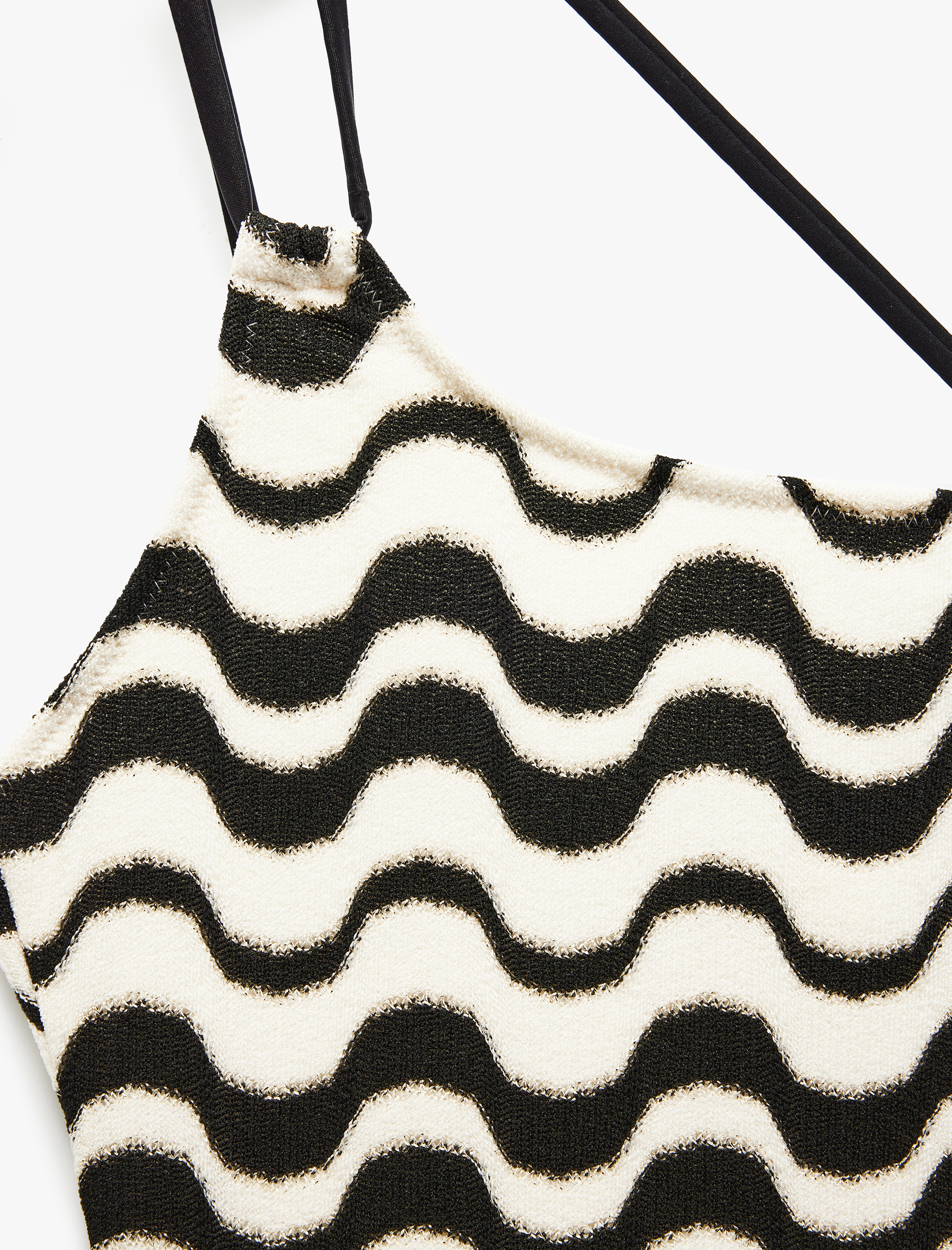 Su Yolu Desenli Dokulu Tek Omuz Mayo