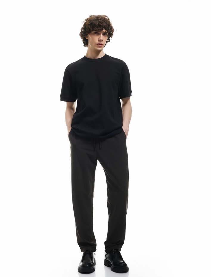  Dokulu Viskon Karışımlı Chino Cep Detaylı Beli Bağcıklı Pantolon