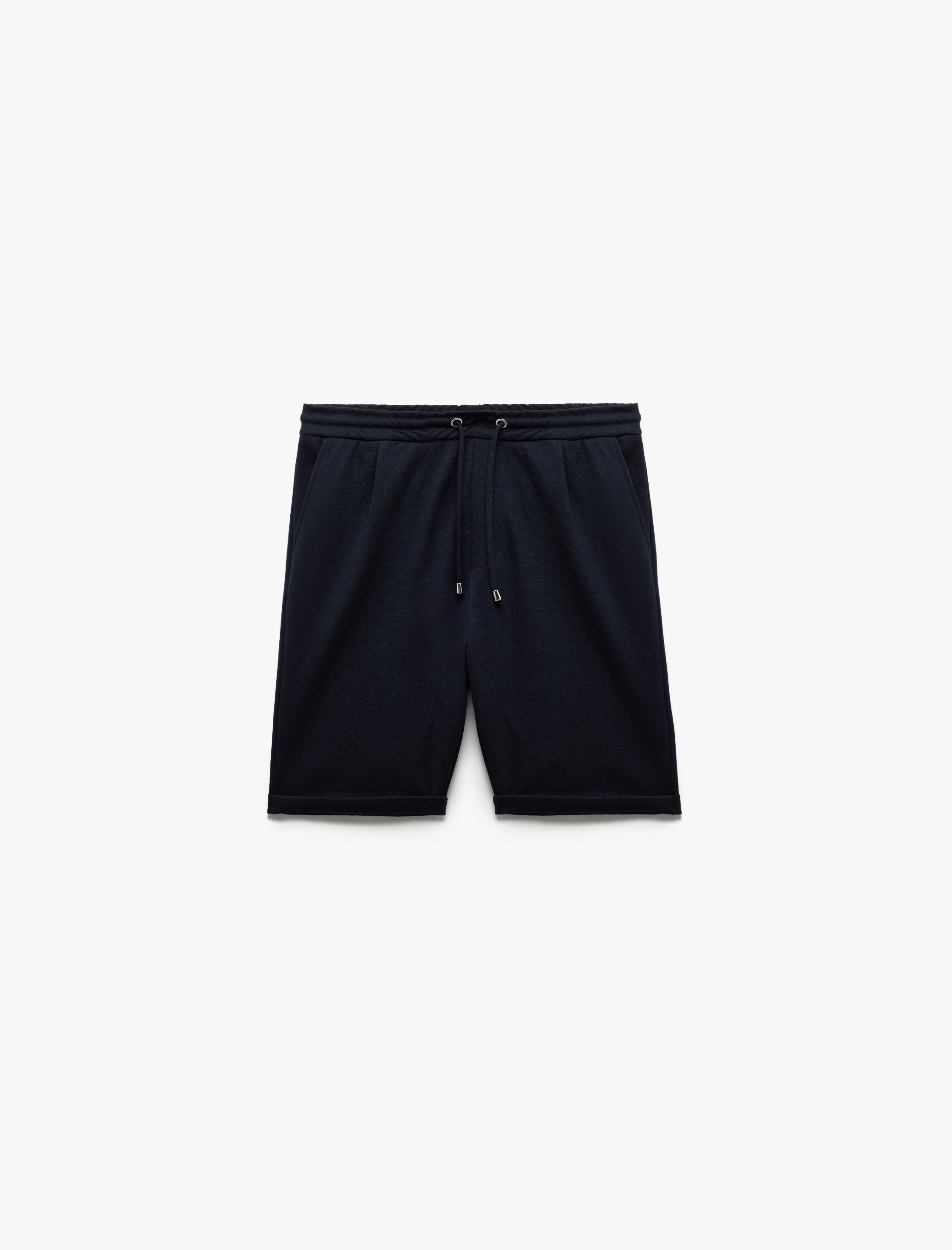 Bermuda Pike Kumaş Pileli Beli Bağcıklı Şort