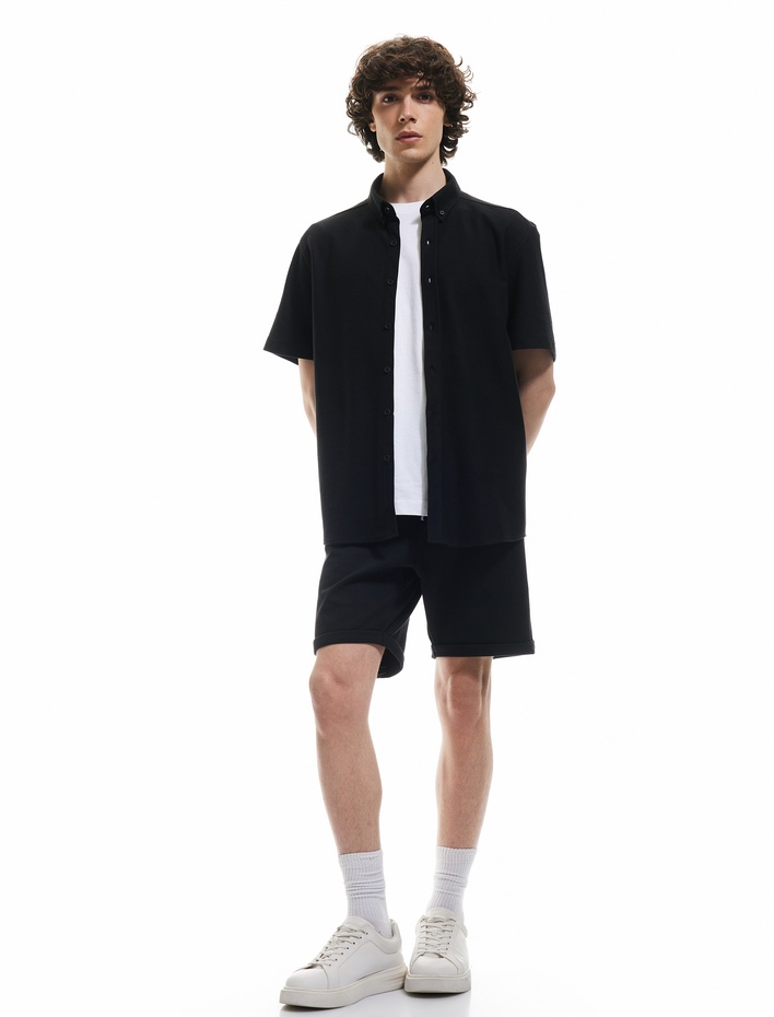  Bermuda Pike Kumaş Pileli Beli Bağcıklı Şort