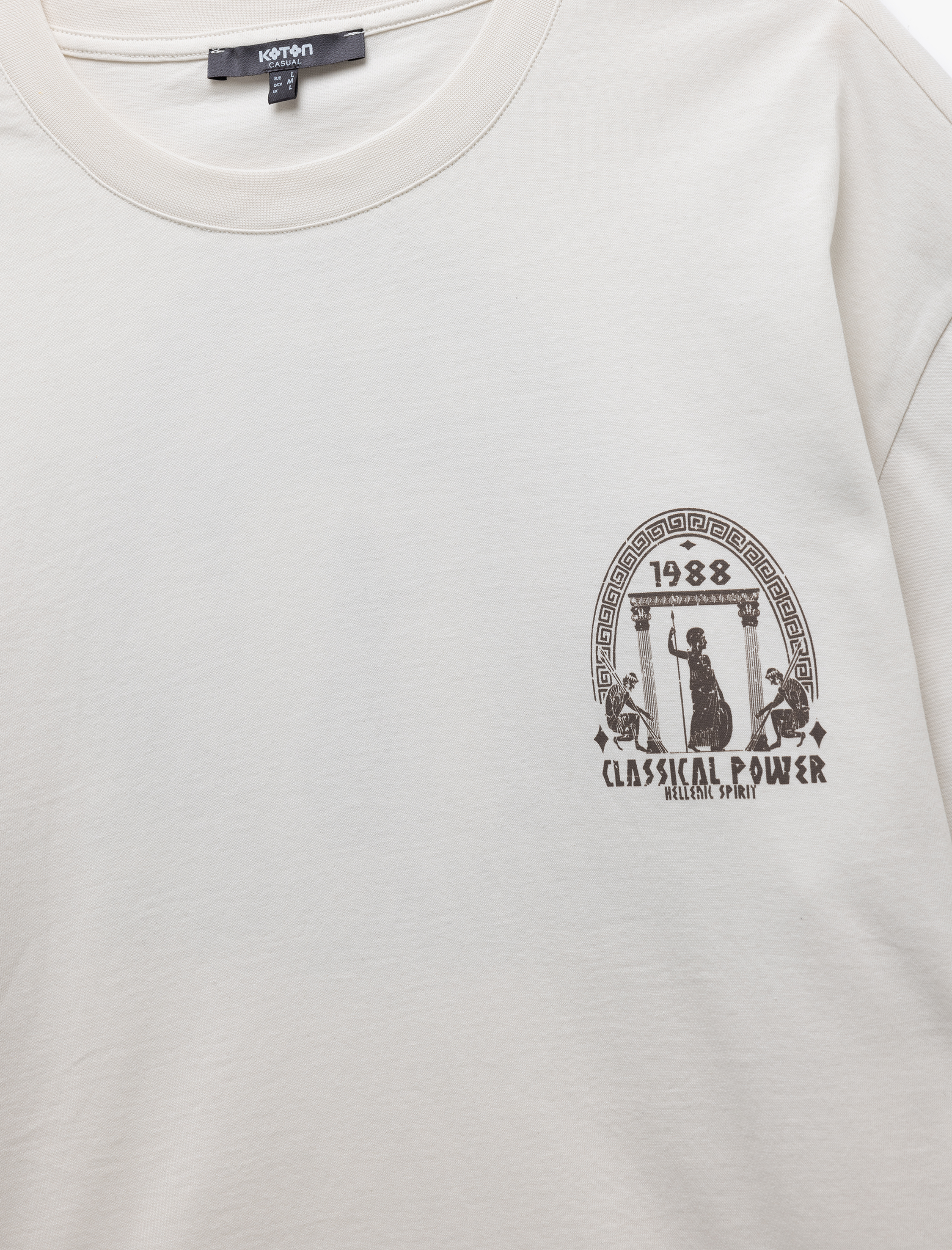   Kısa Kollu Pamuklu Bisiklet Yaka Oversize Arkası Baskılı Tişört