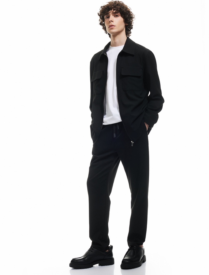  Beli Bağcıklı Cep Detaylı Viskon Karışımlı Slim Fit Pantolon