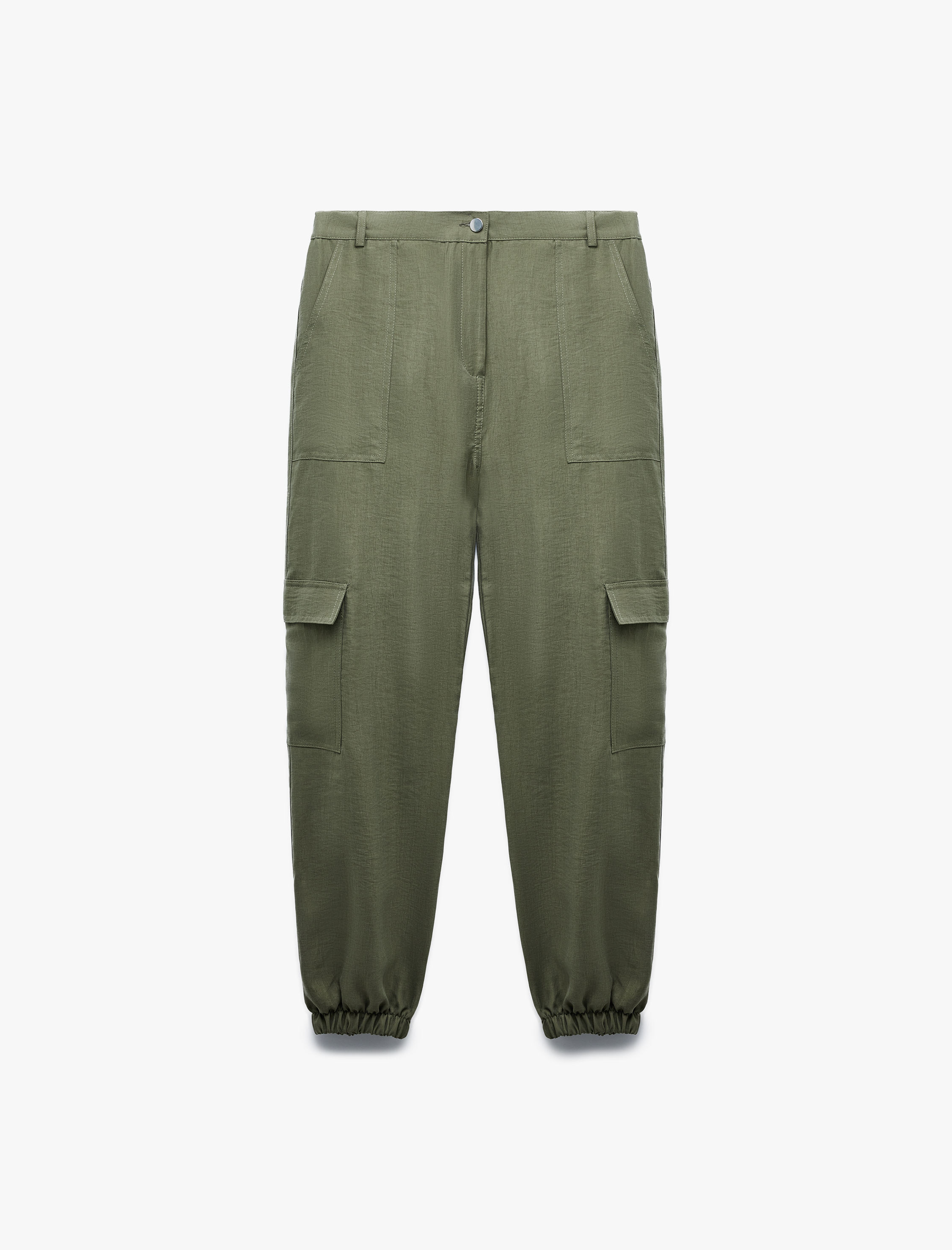   Kargo Cepli Düğmeli Lastikli Paça Jogger Pantolon