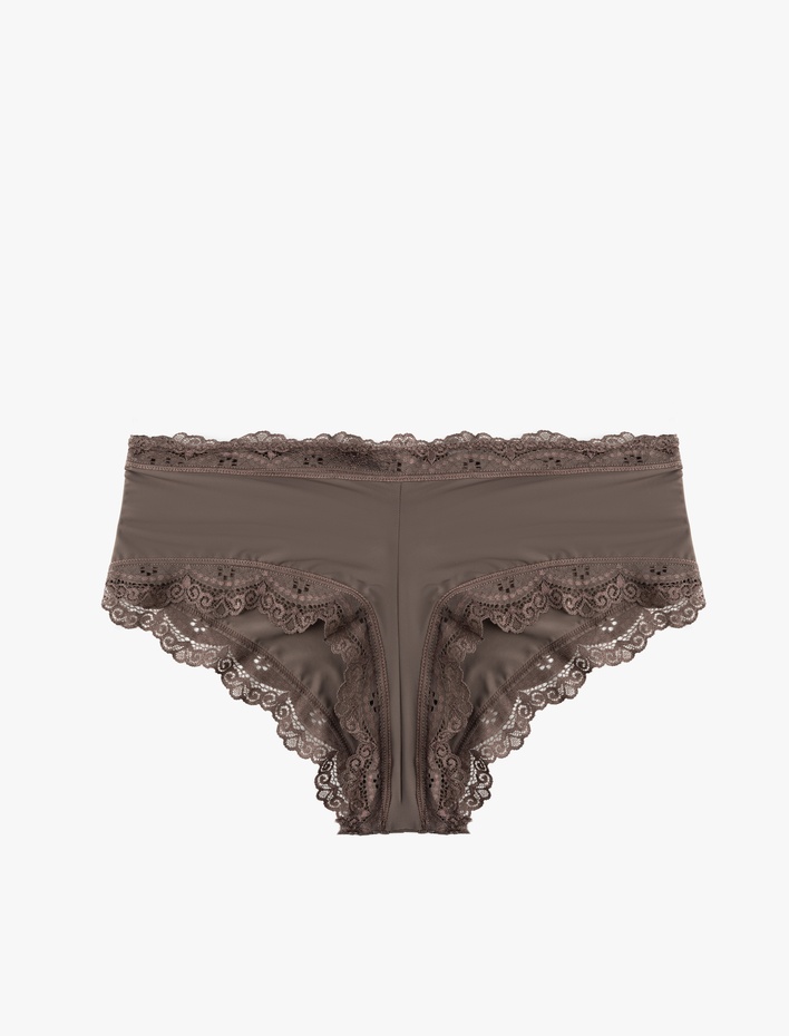  Dantel Detaylı Yüksek Bel Hipster Kadın Külot