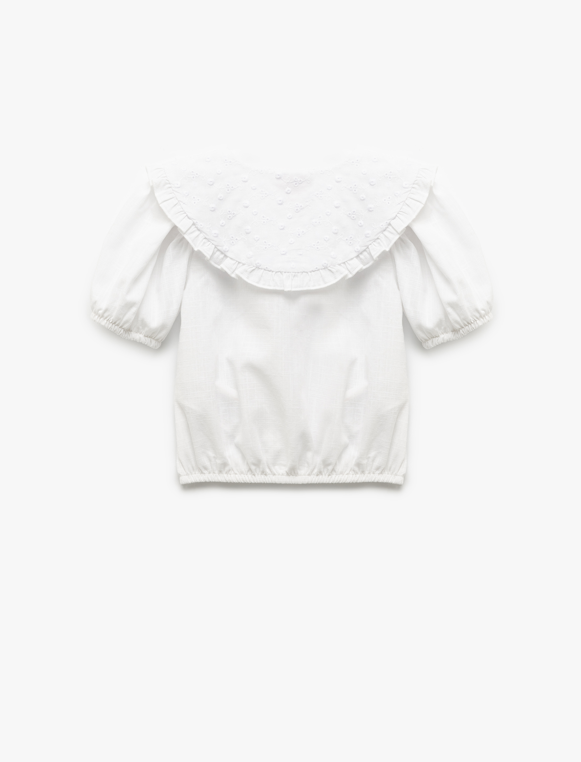  Kız Bebek Brodeli Kısa Kollu Pamuklu Bebe Yaka Gömlek