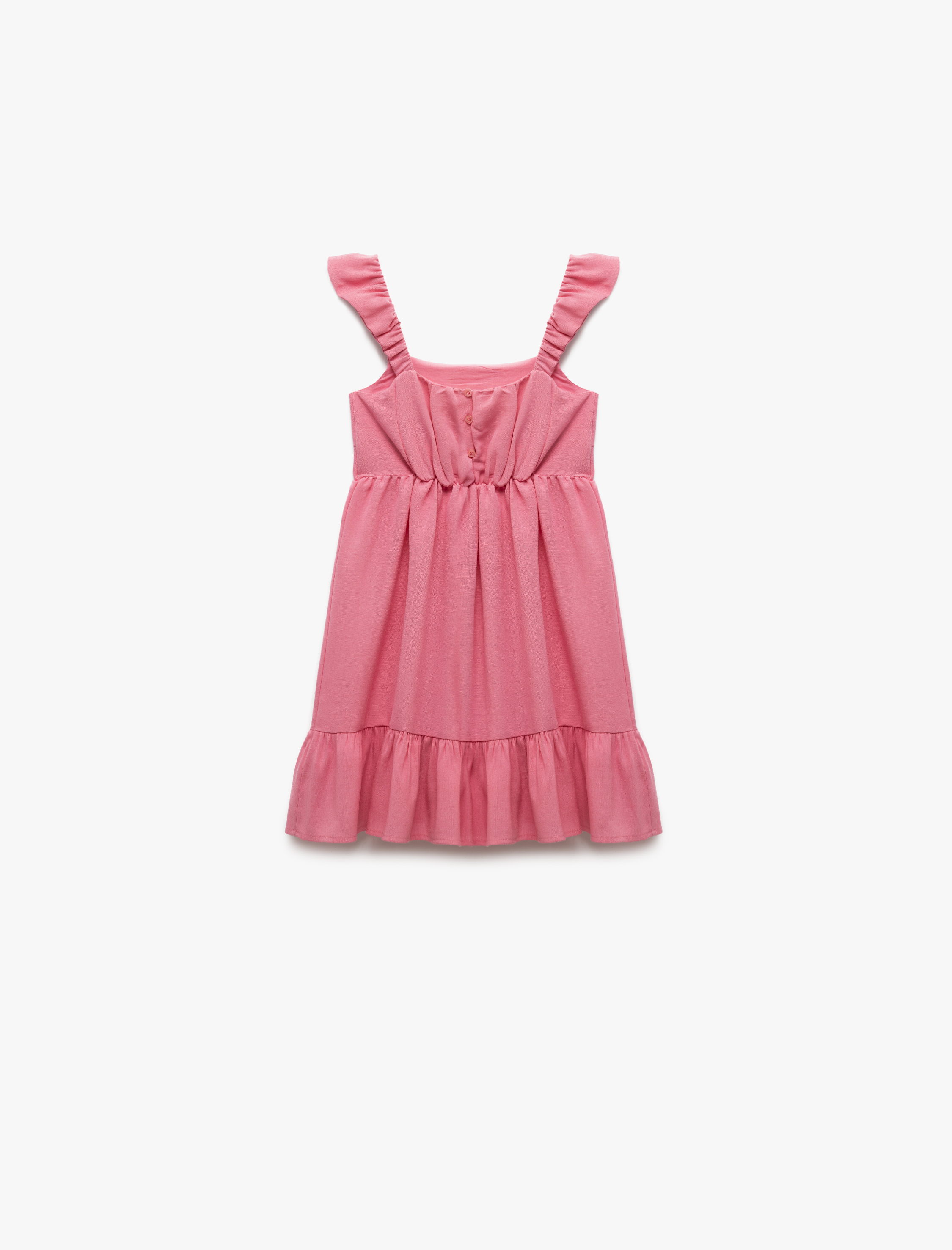  Kız Çocuk Kolsuz A Kesim Kolsuz  ve Viskon Karışımlı Askılı Elbise